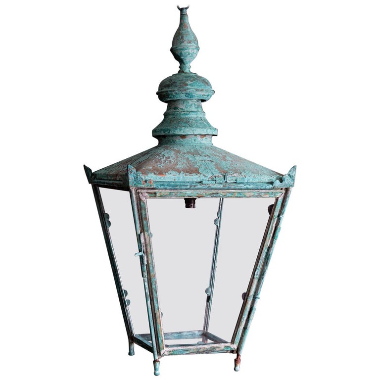 Large Foster and Pullen Verdigris Copper Lantern at 1stDibs | large copper  lantern, foster and pullen lantern