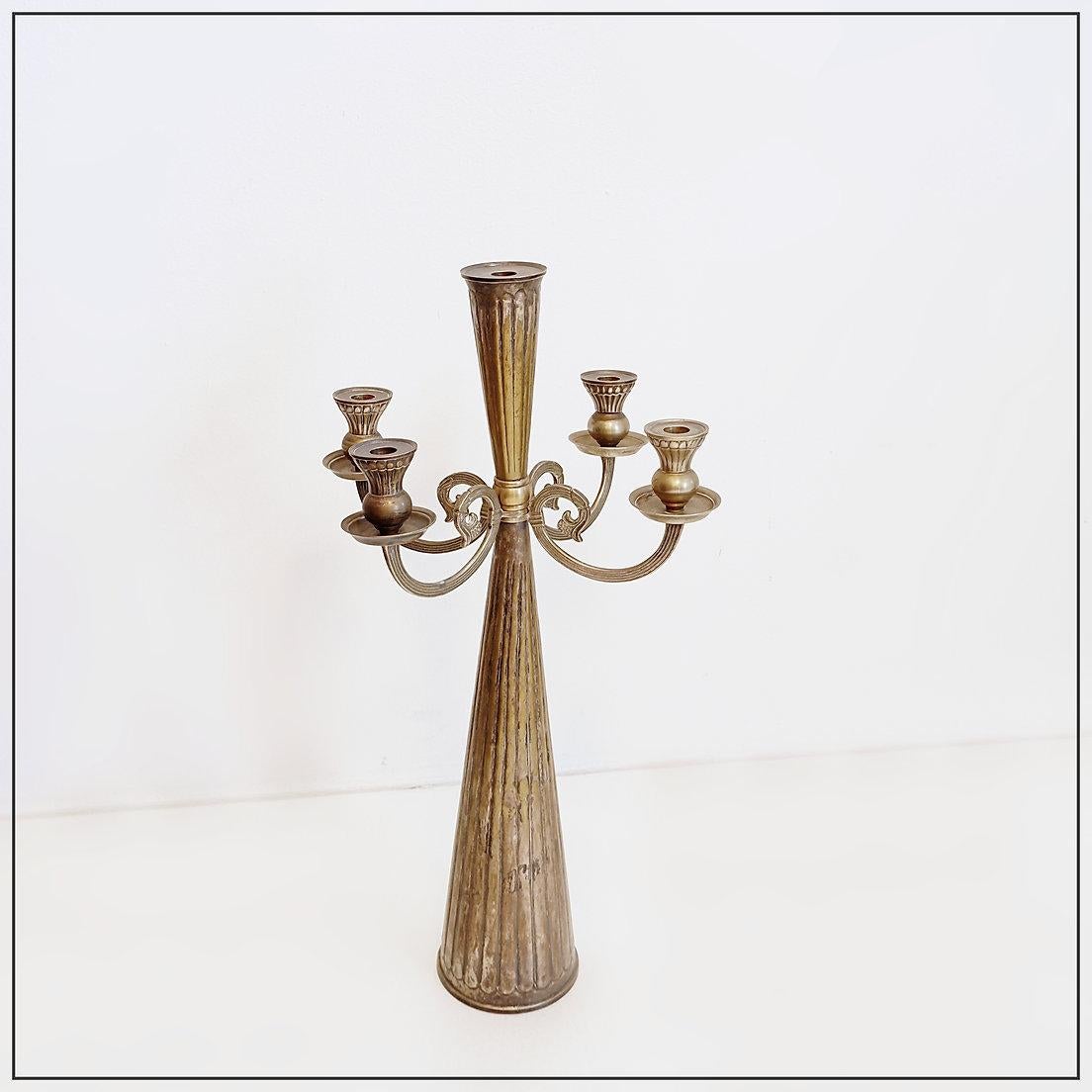 Large four-armed candelabra and five flames en vente 5