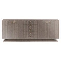 Large Four-Door Anegre Grey Montpelier Cabinet with Polished Nickel