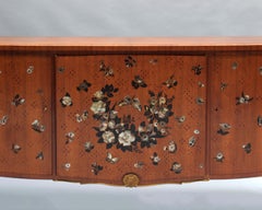 Grande commode à quatre portes de Jules Leleu, marqueterie de Messager, vers 1948