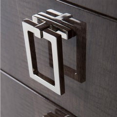 Large Four-Door Black Sycamore Wood Cabinet with Polished Nickel