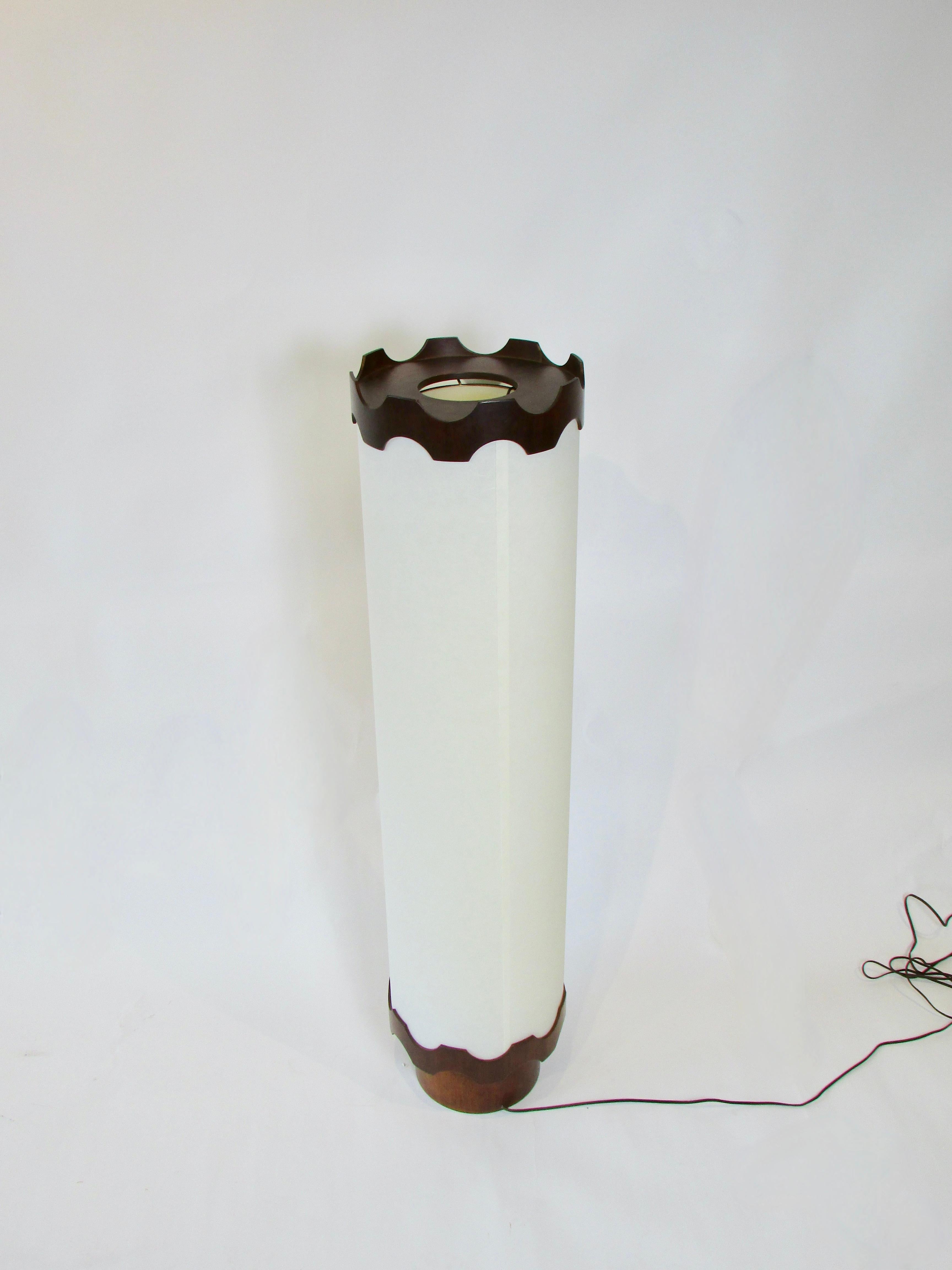 Large four foot tall Modeline style white cylinder table or floor lamp For Sale 2