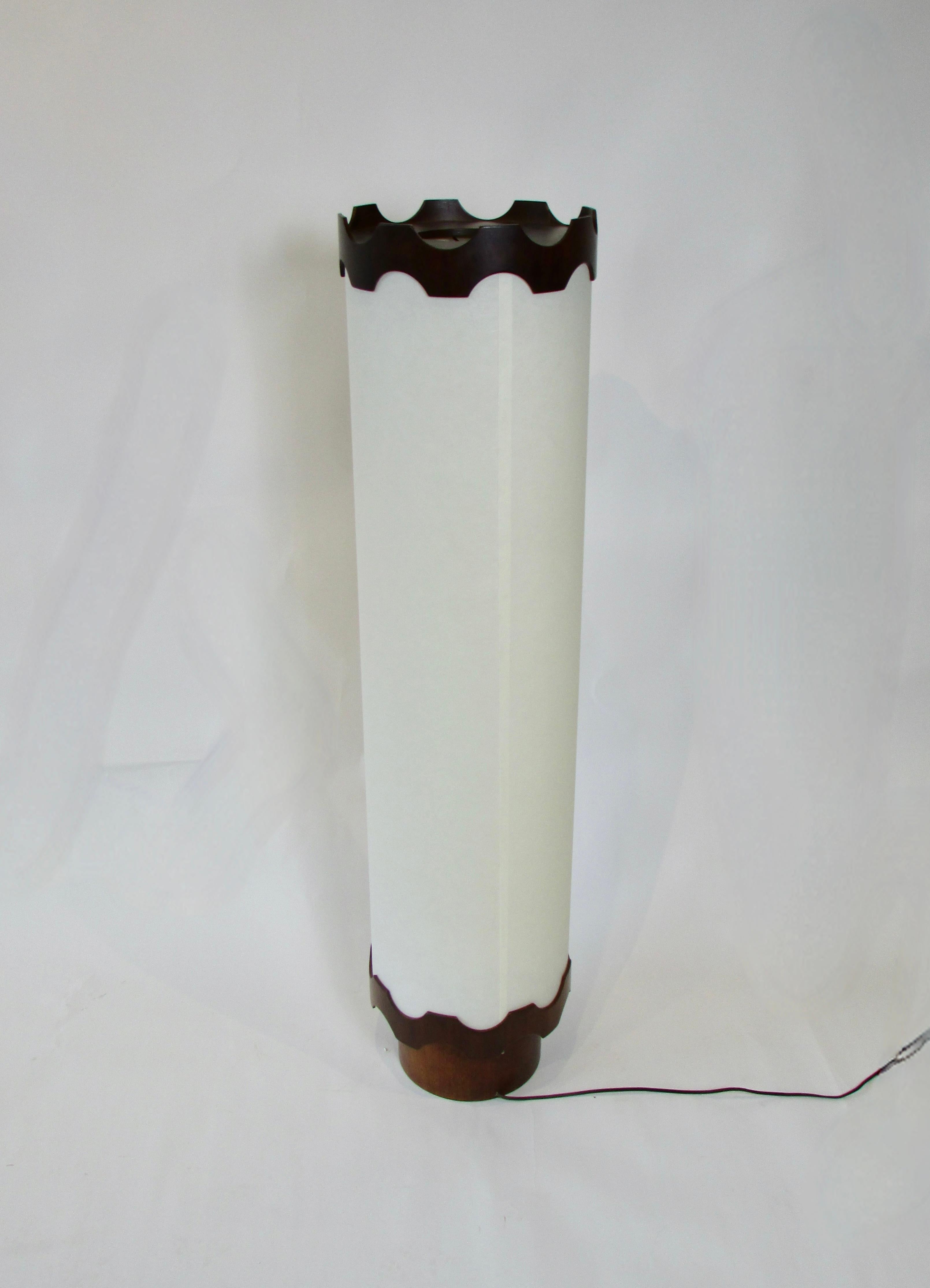 Large four foot tall Modeline style white cylinder table or floor lamp For Sale 4