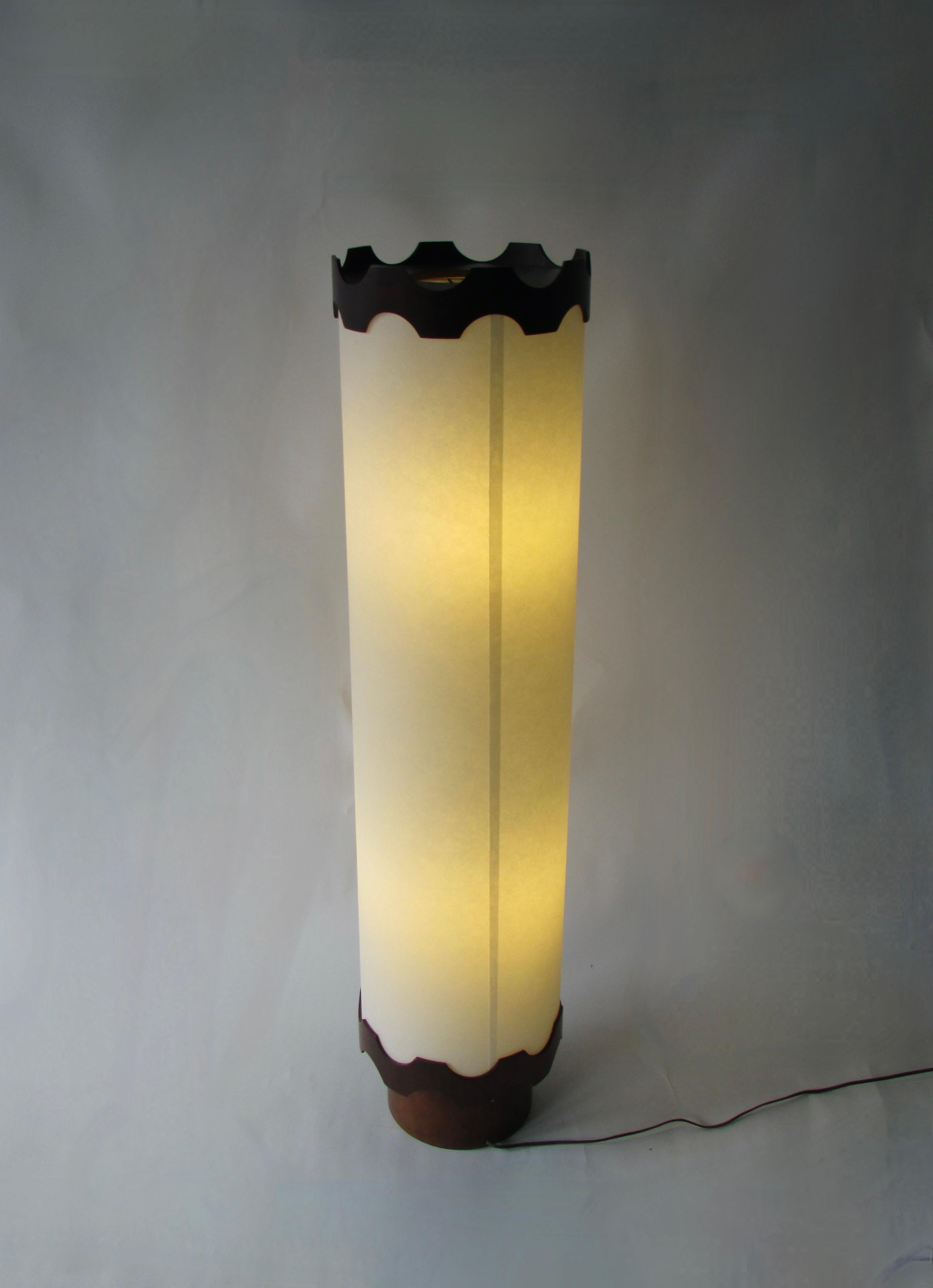 Large four foot tall Modeline style white cylinder table or floor lamp For Sale 5