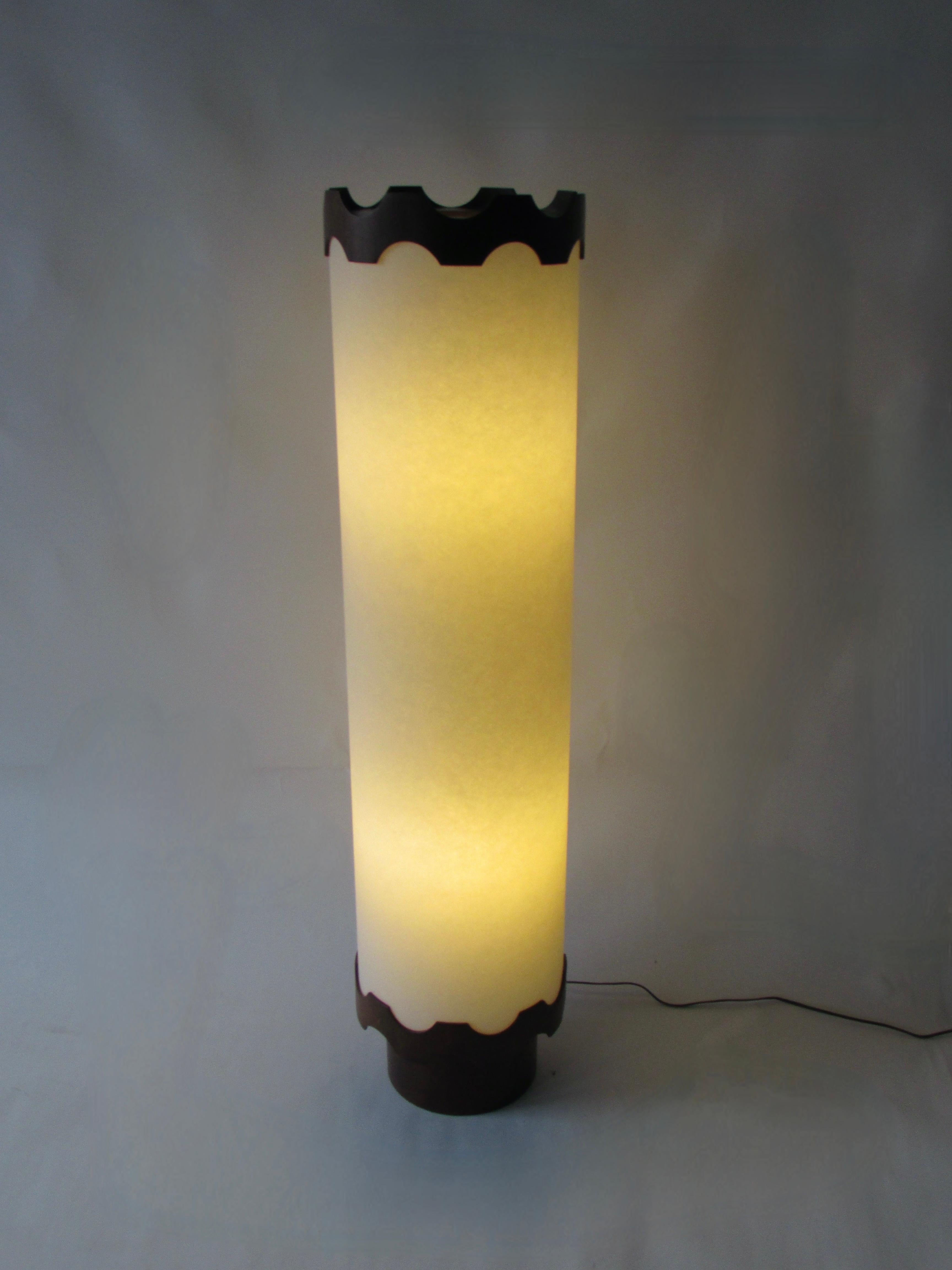 Large four foot tall Modeline style white cylinder table or floor lamp For Sale 8
