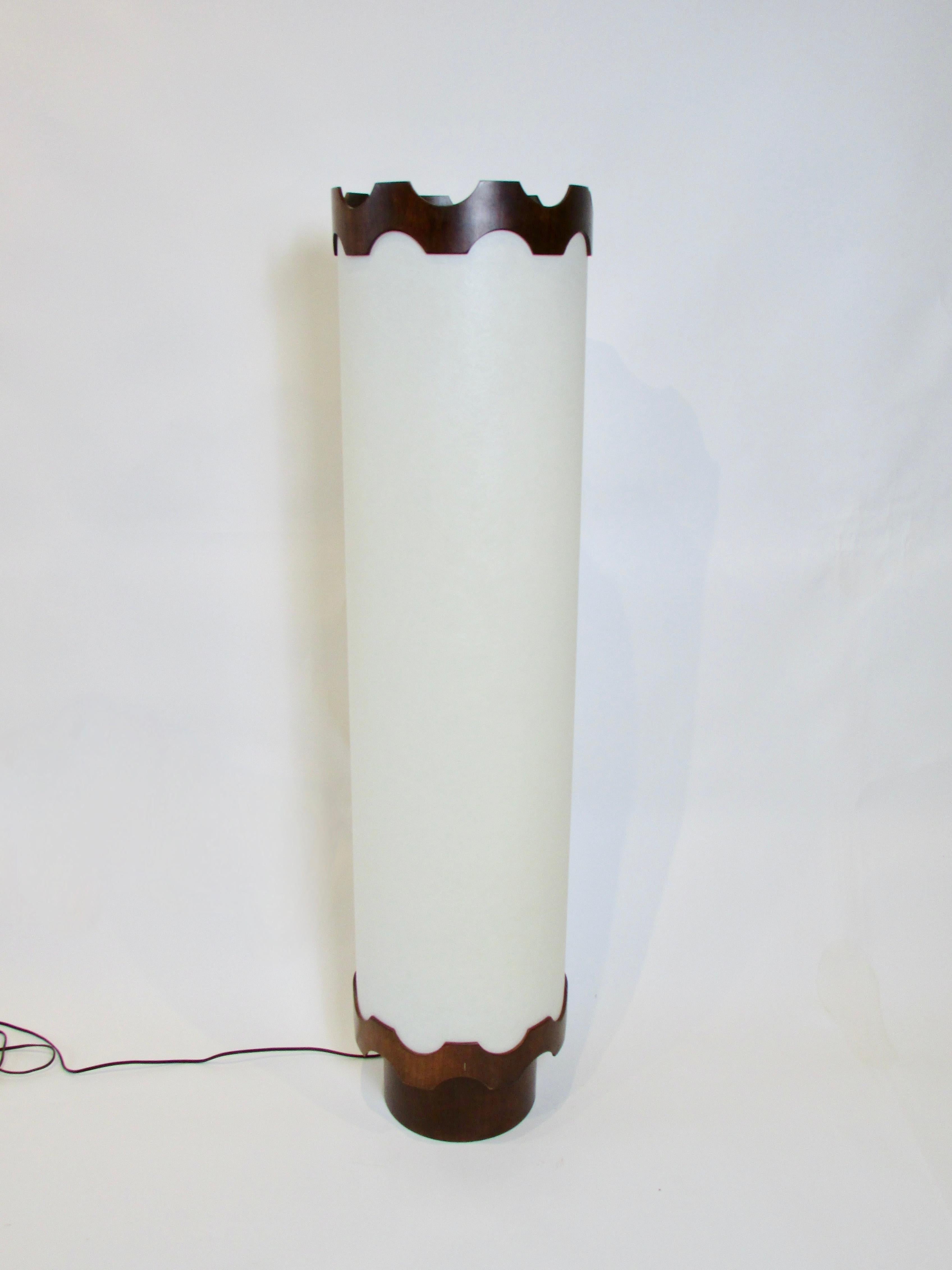 Mid-Century Modern Large four foot tall Modeline style white cylinder table or floor lamp For Sale