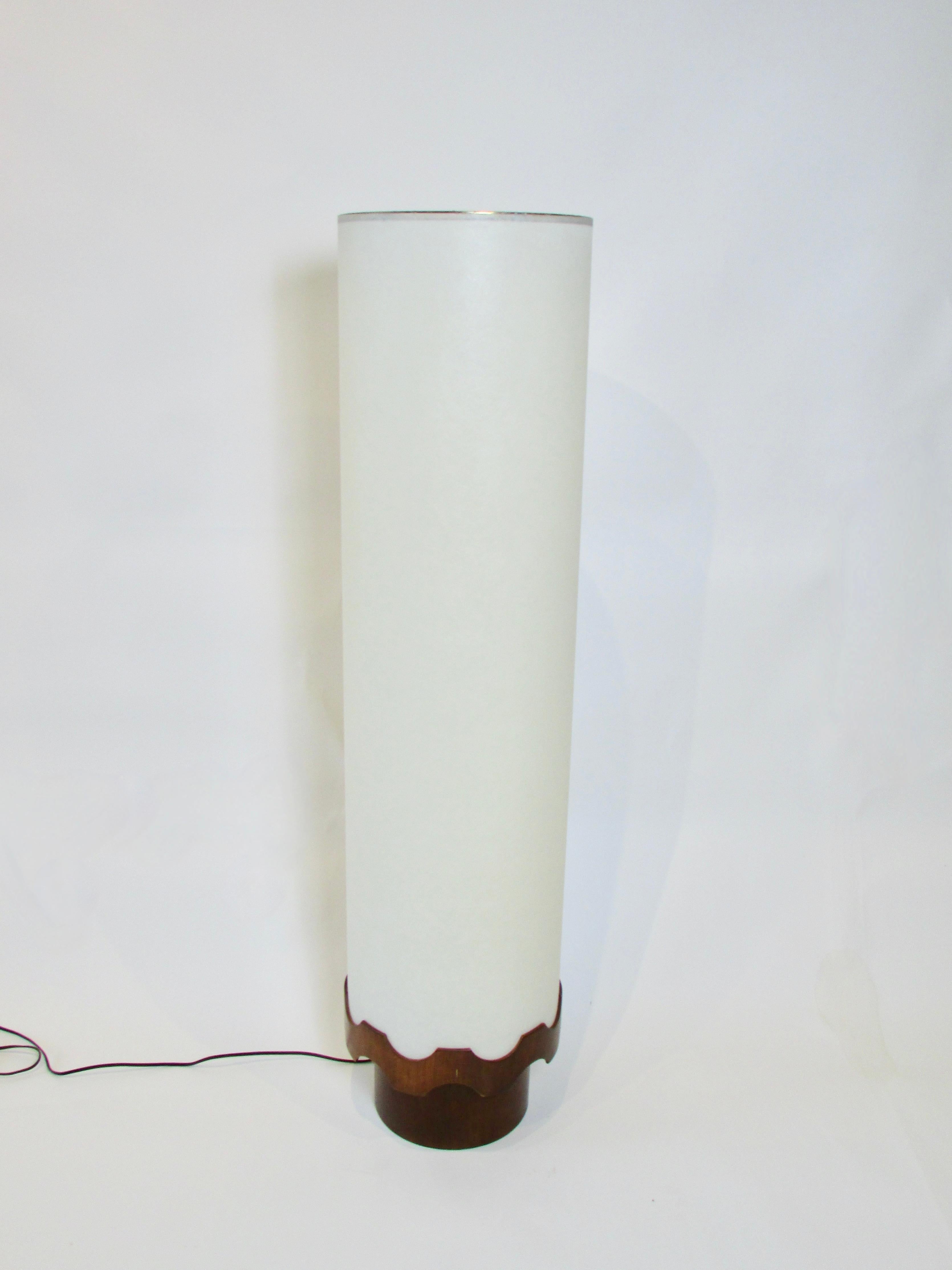 American Large four foot tall Modeline style white cylinder table or floor lamp For Sale