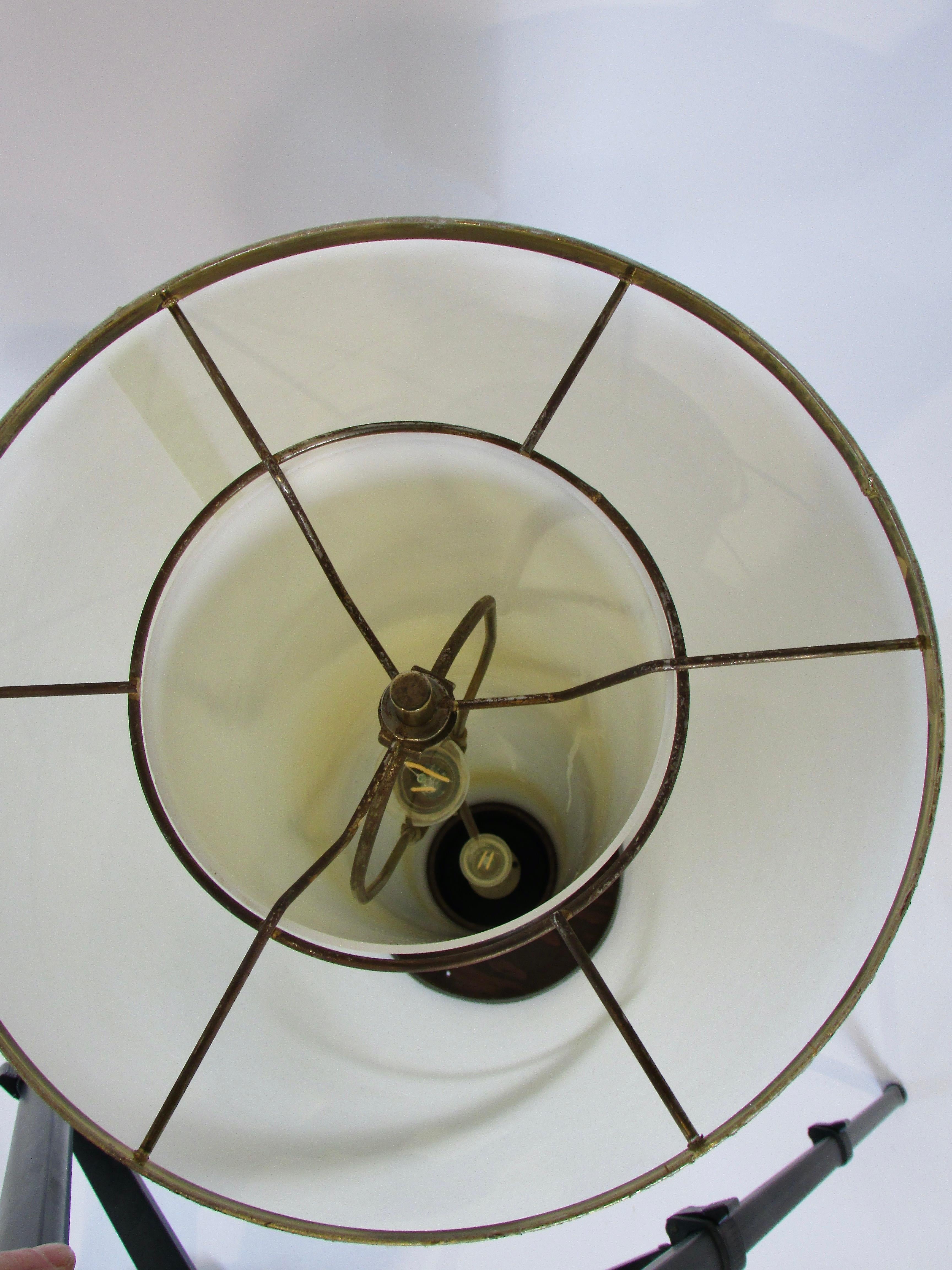 Lacquered Large four foot tall Modeline style white cylinder table or floor lamp For Sale