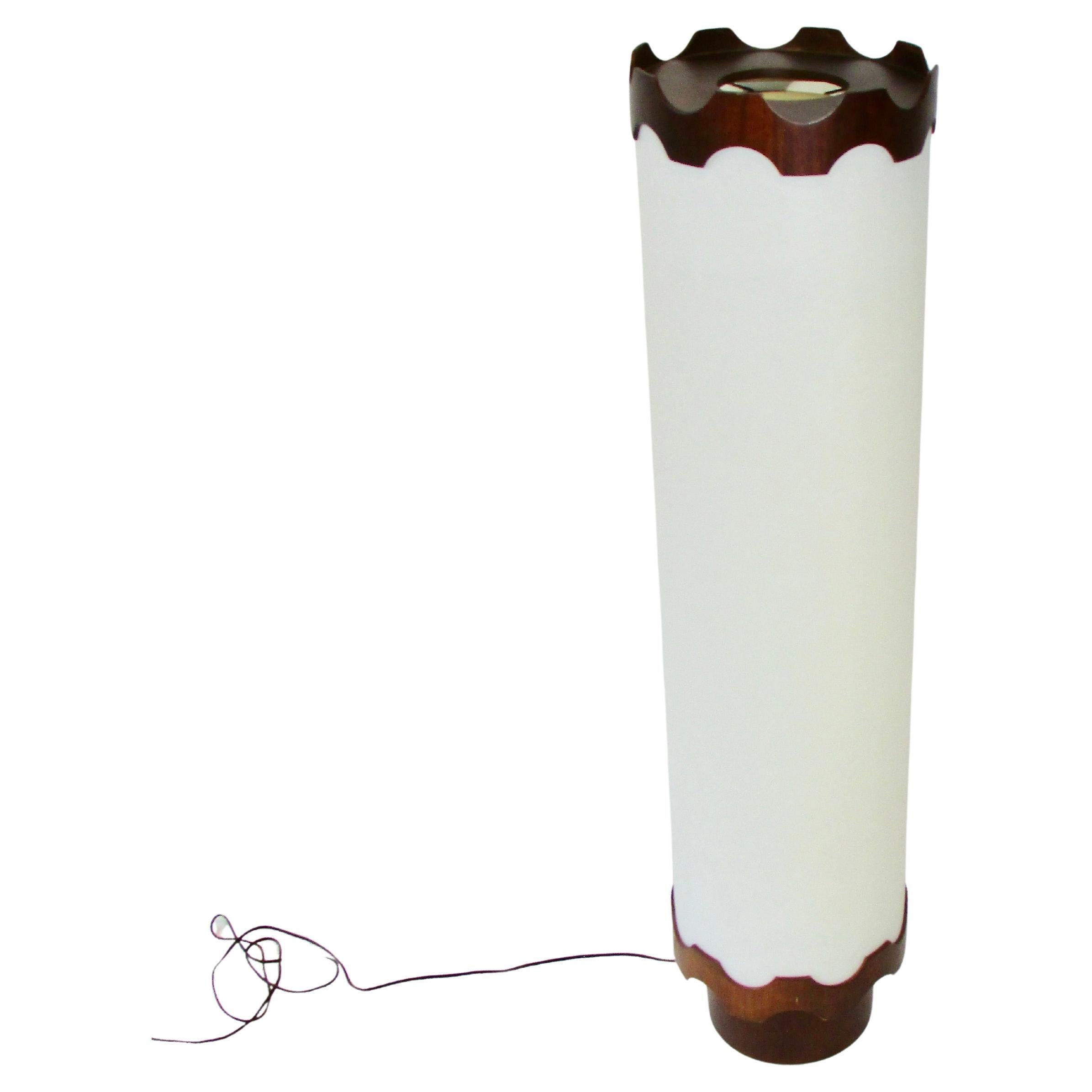 Large four foot tall Modeline style white cylinder table or floor lamp For Sale