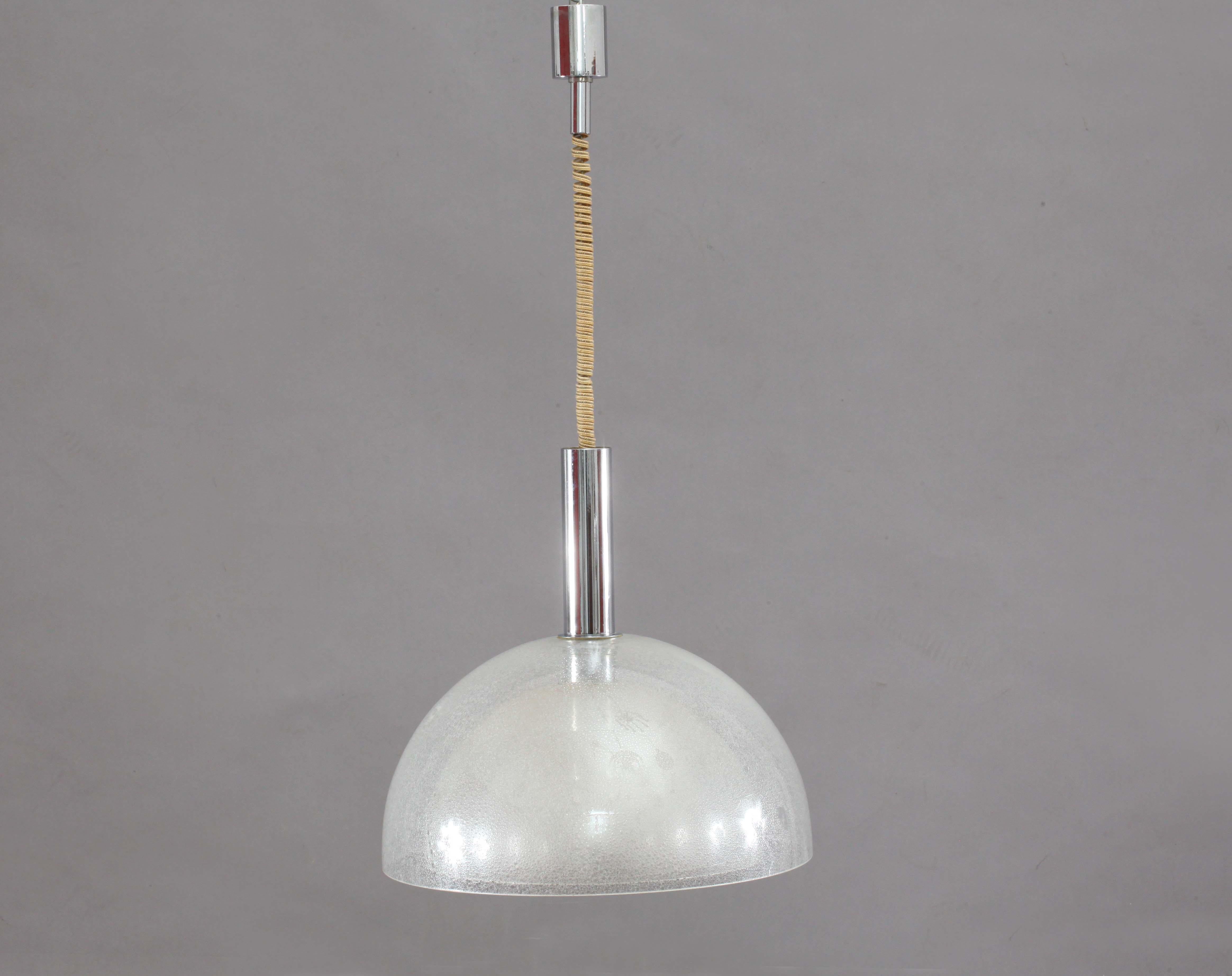 Large Four-Layer Murano Pulegoso Glass Pendant Lamp by Carlo Nason for Mazzega (Space Age)