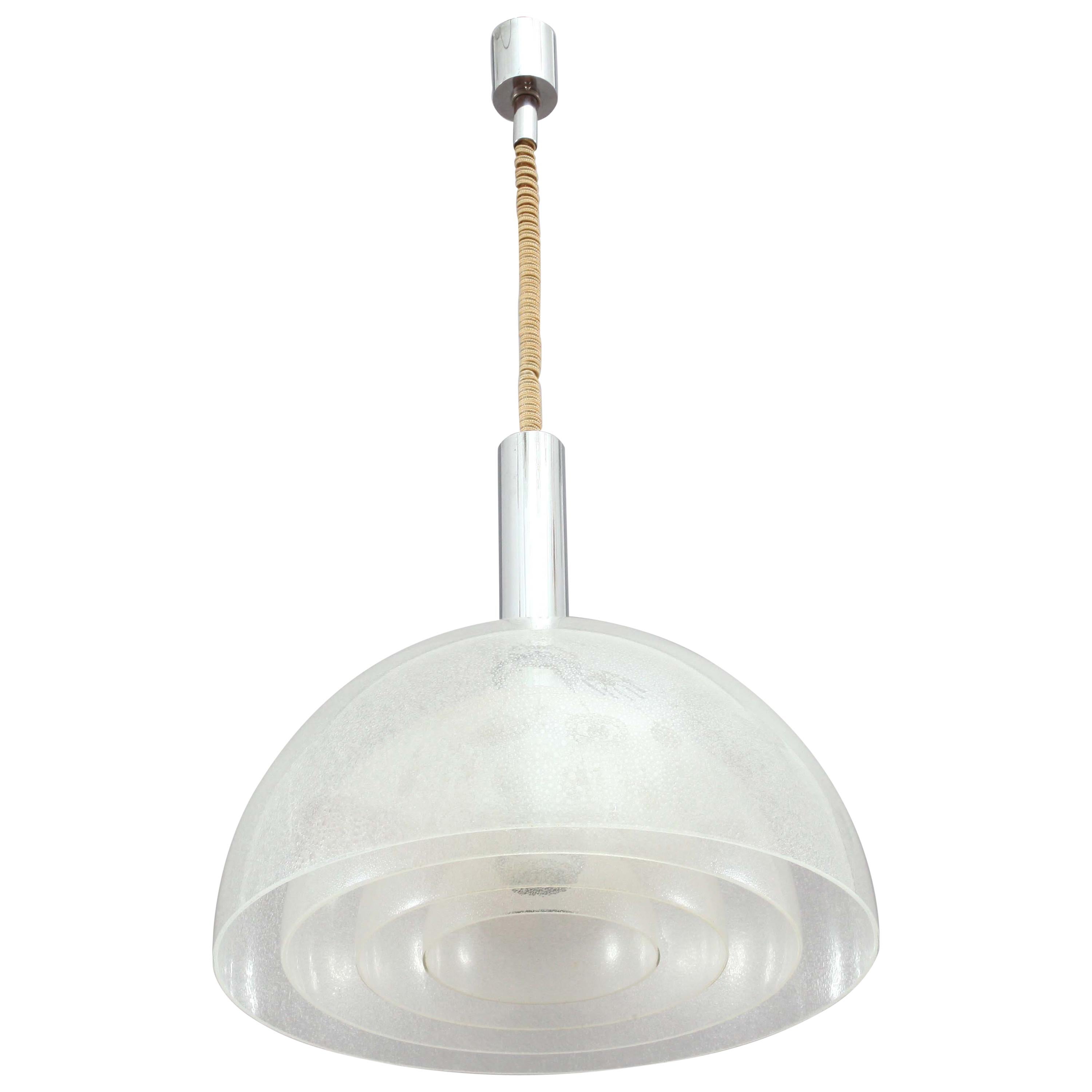 Large Four-Layer Murano Pulegoso Glass Pendant Lamp by Carlo Nason for Mazzega