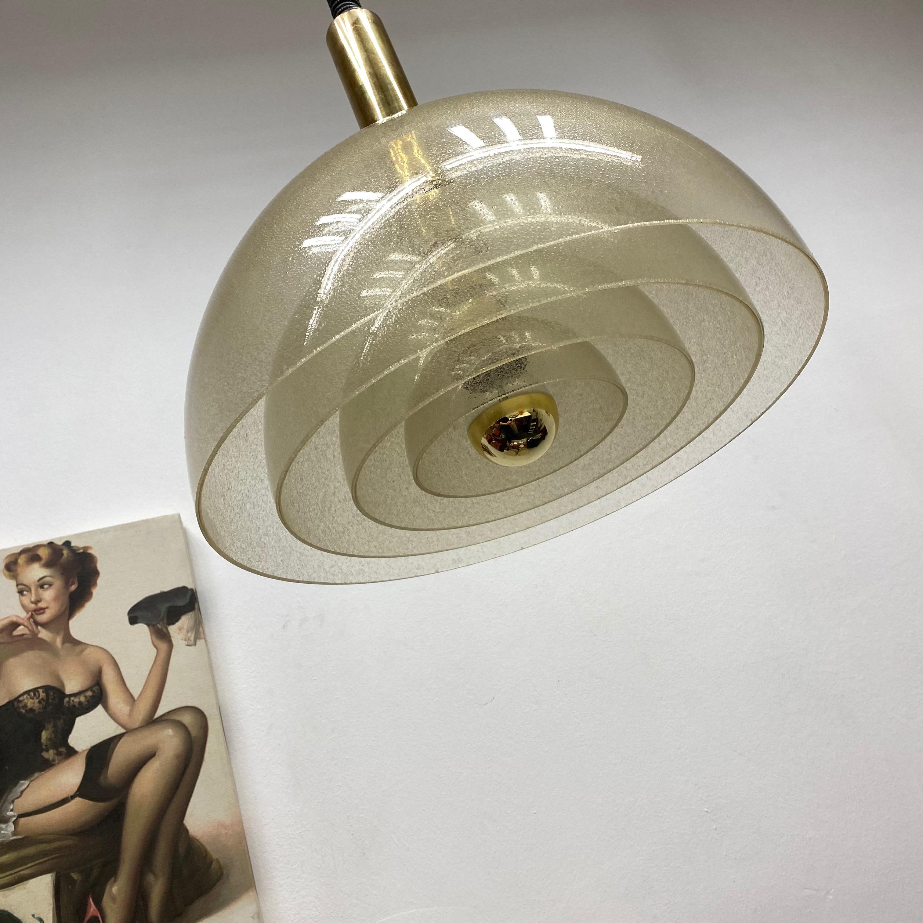 Mid-Century Modern Large Four-Layer Murano Pulegoso Glass Pendant Lamp by Carlo Nason for Mazzega L
