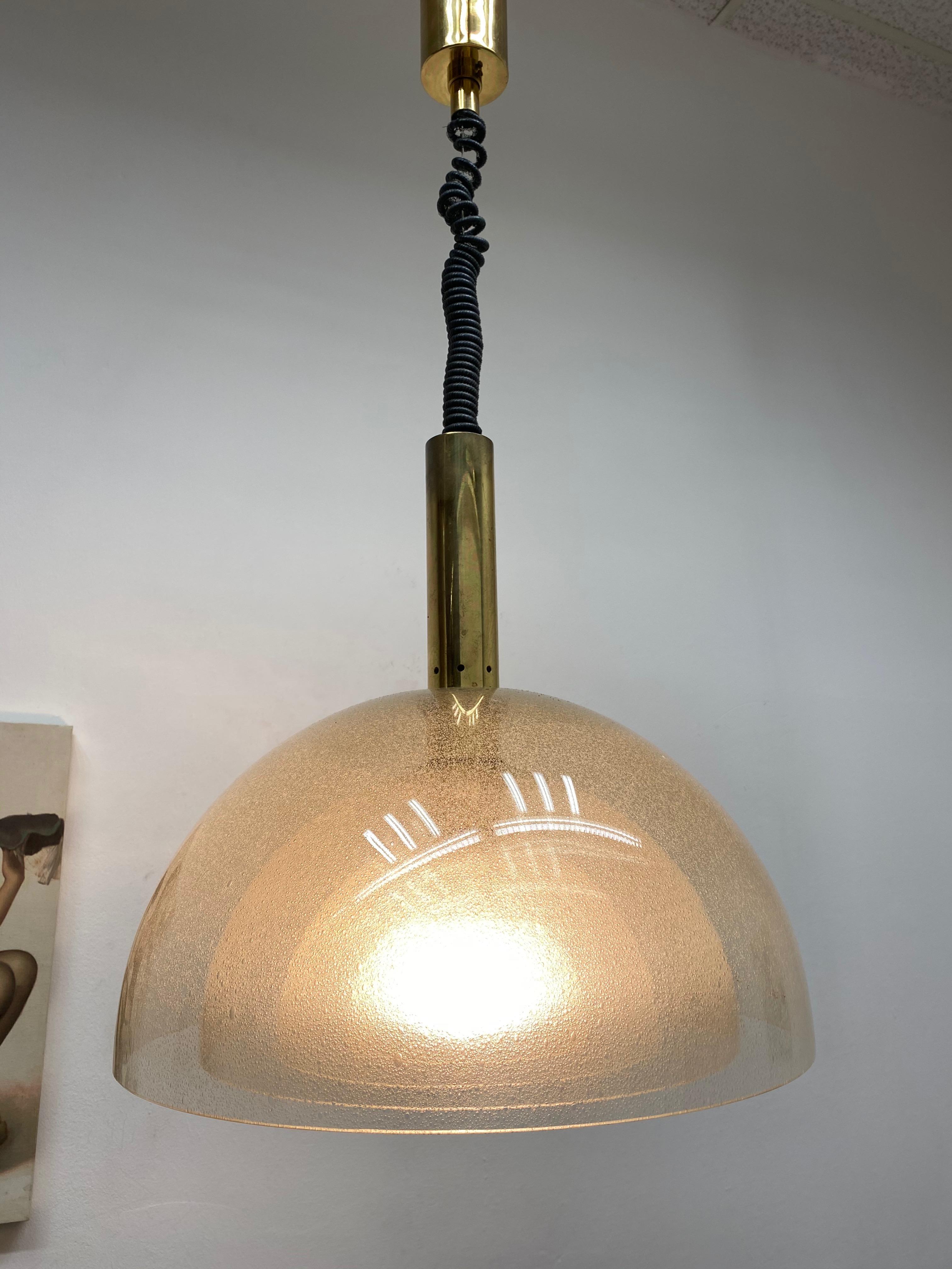 German Large Four-Layer Murano Pulegoso Glass Pendant Lamp by Carlo Nason for Mazzega L