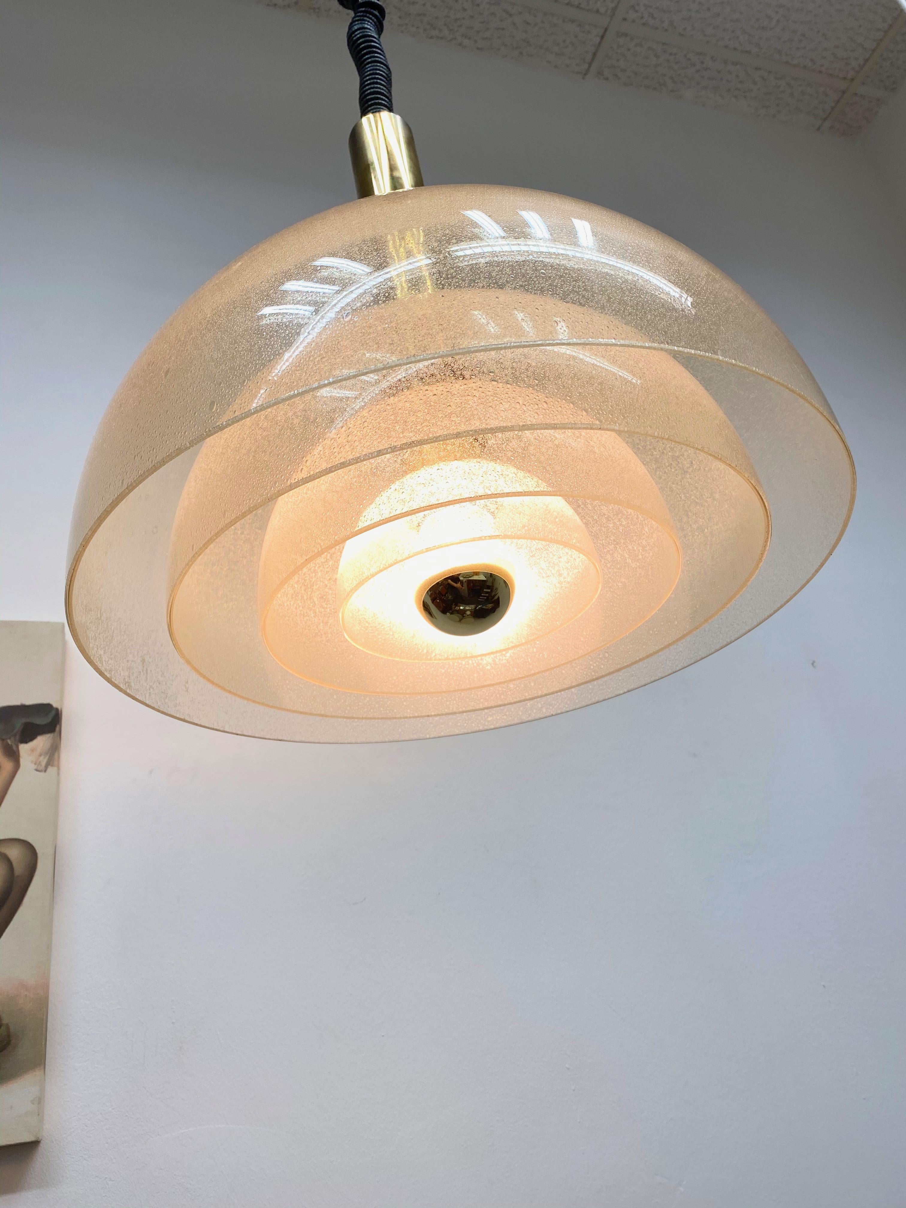 Large Four-Layer Murano Pulegoso Glass Pendant Lamp by Carlo Nason for Mazzega L In Good Condition In Nuernberg, DE