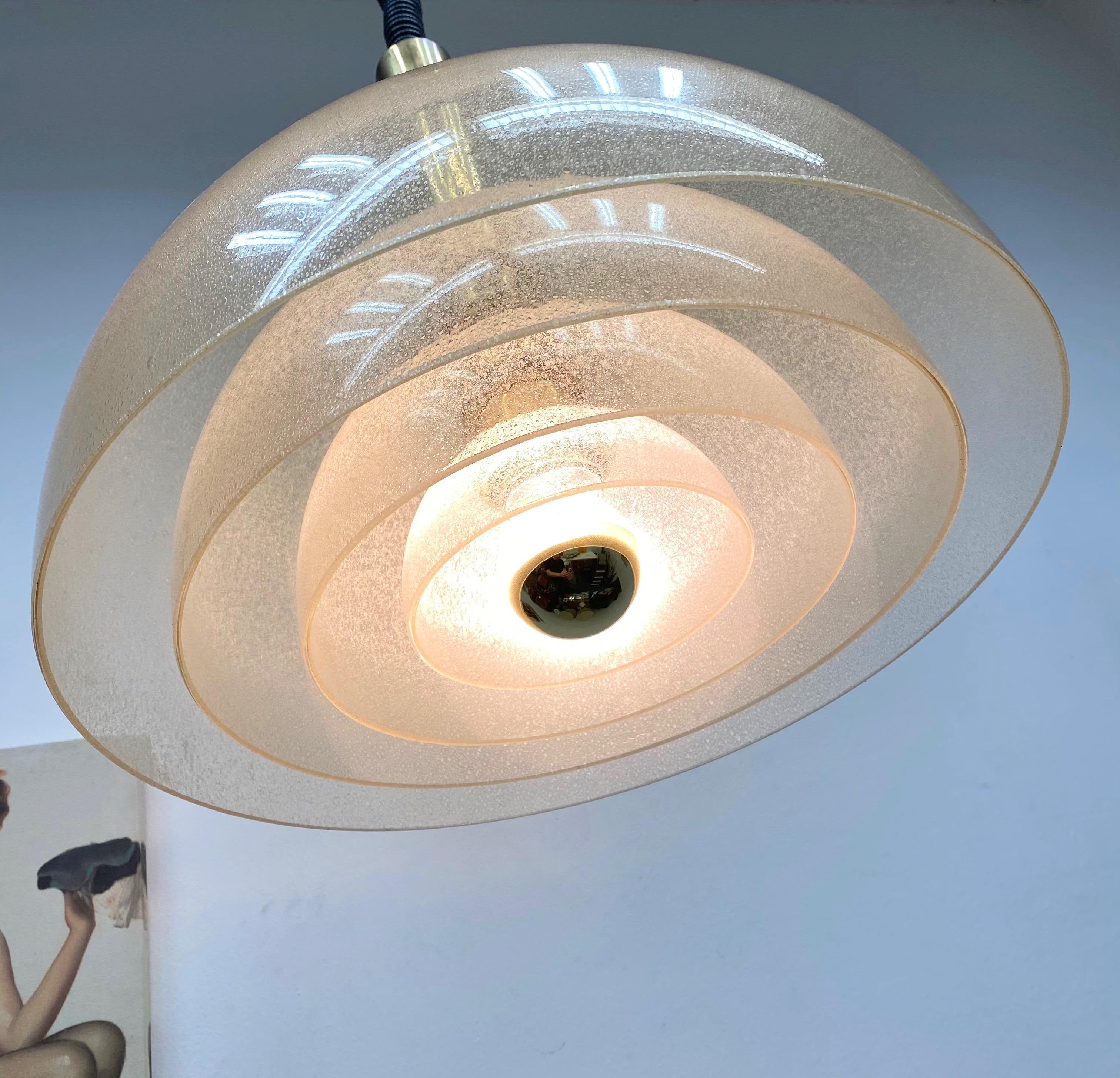 Large Four-Layer Murano Pulegoso Glass Pendant Lamp by Carlo Nason for Mazzega L 2
