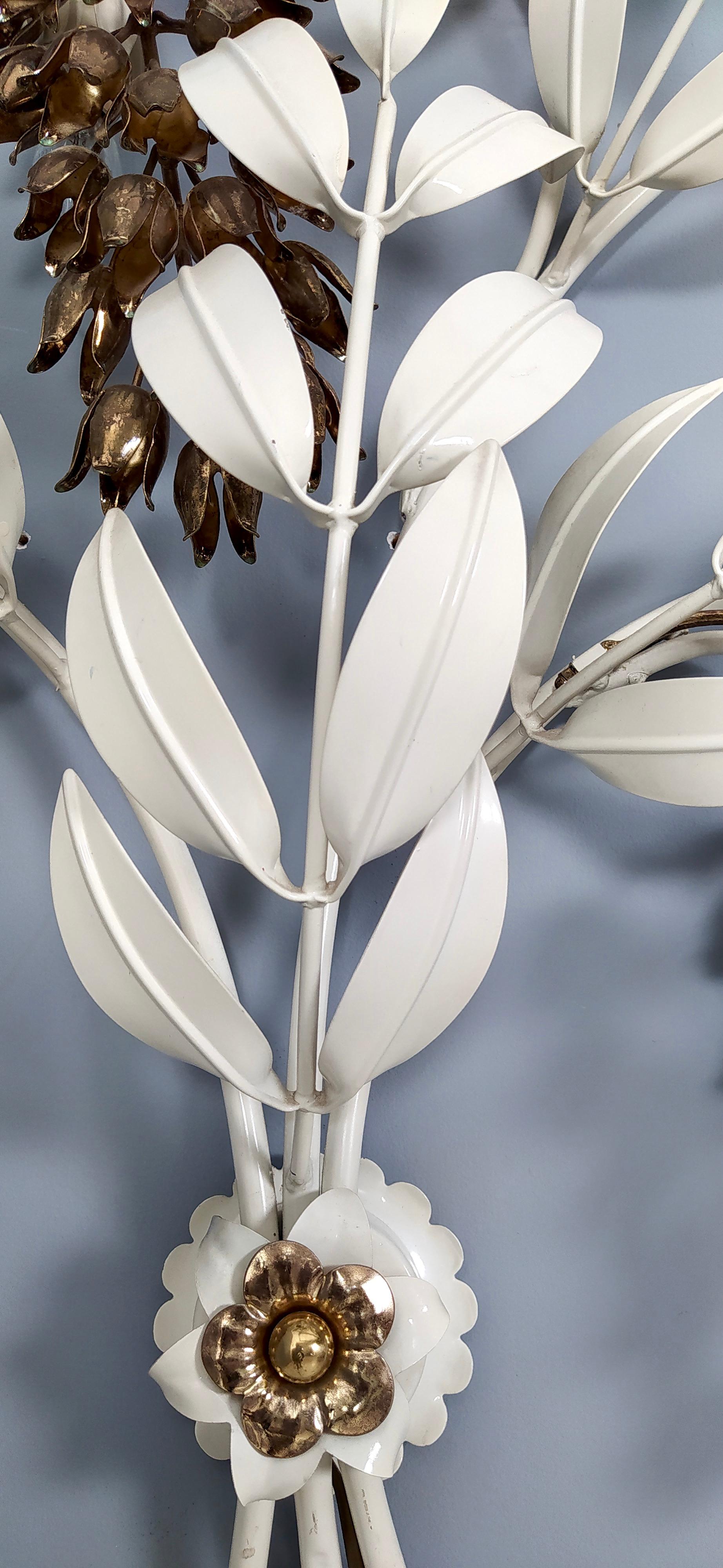 Large Four-Light White Gilt Metal and Brass Sconce by Hans Kögl, 1970s 2