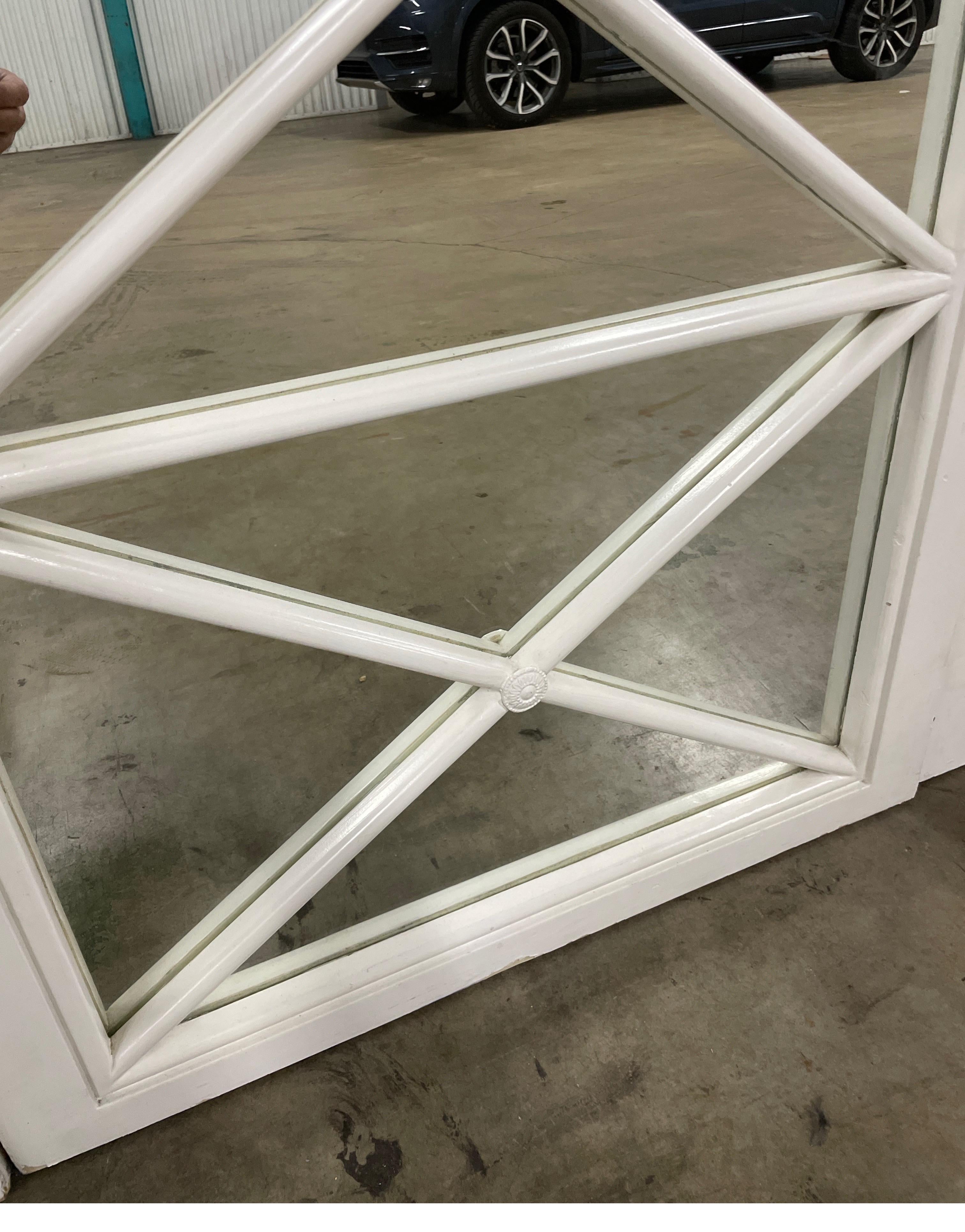 Large Four Panel Neoclassical Mirrored Lattice Screen For Sale 1