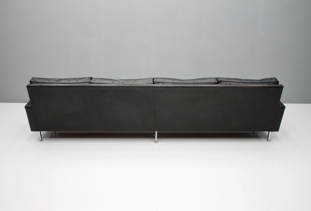 Large George Nelson 'Loose Cushion' Four-Seat Sofa in Black Leather 4