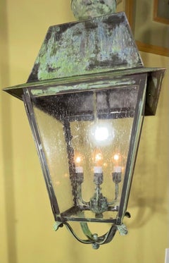 Large Four Sides Brass Hanging Lantern 32” x 14” x 14”