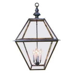 Large Four Sides Brass Hanging Lantern