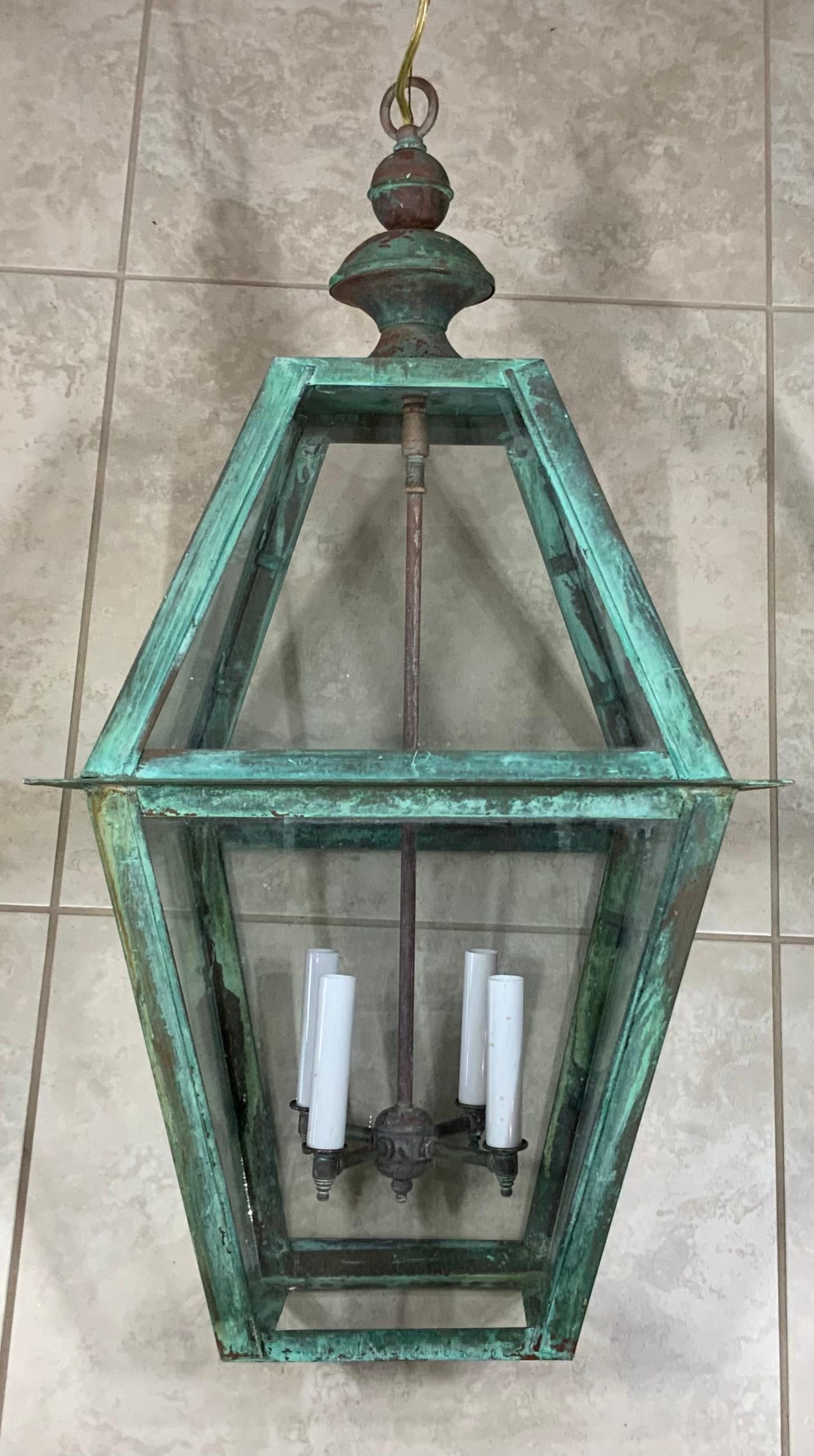 Large Four-Sides Hanging Copper Lantern 3