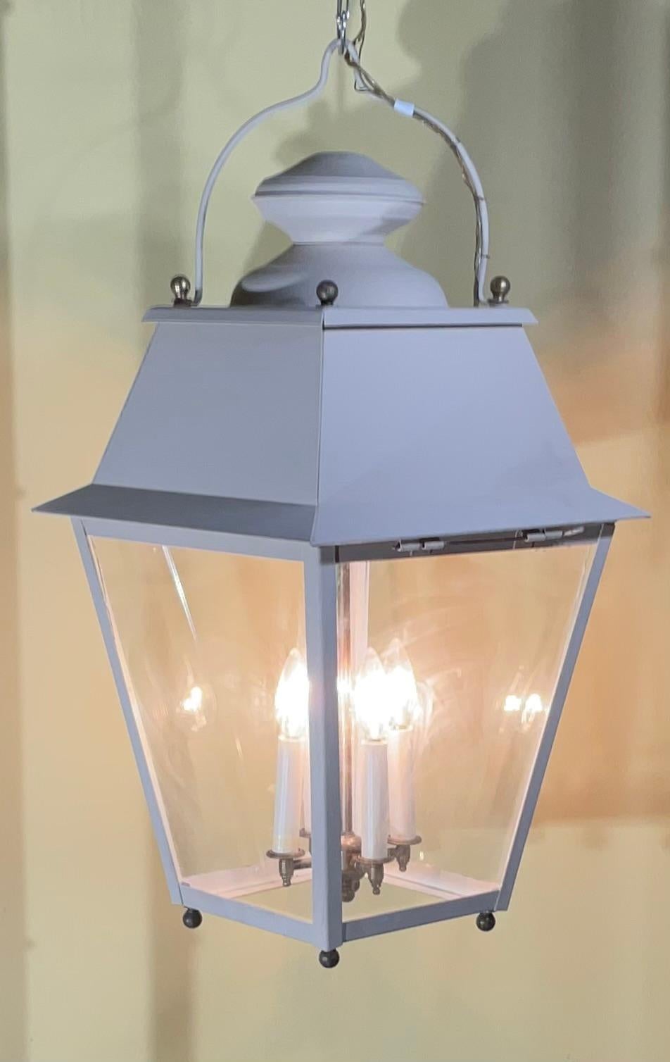 Large Four Sides Solid Brass Hanging Lantern 30” X 15” X 15” For Sale 4