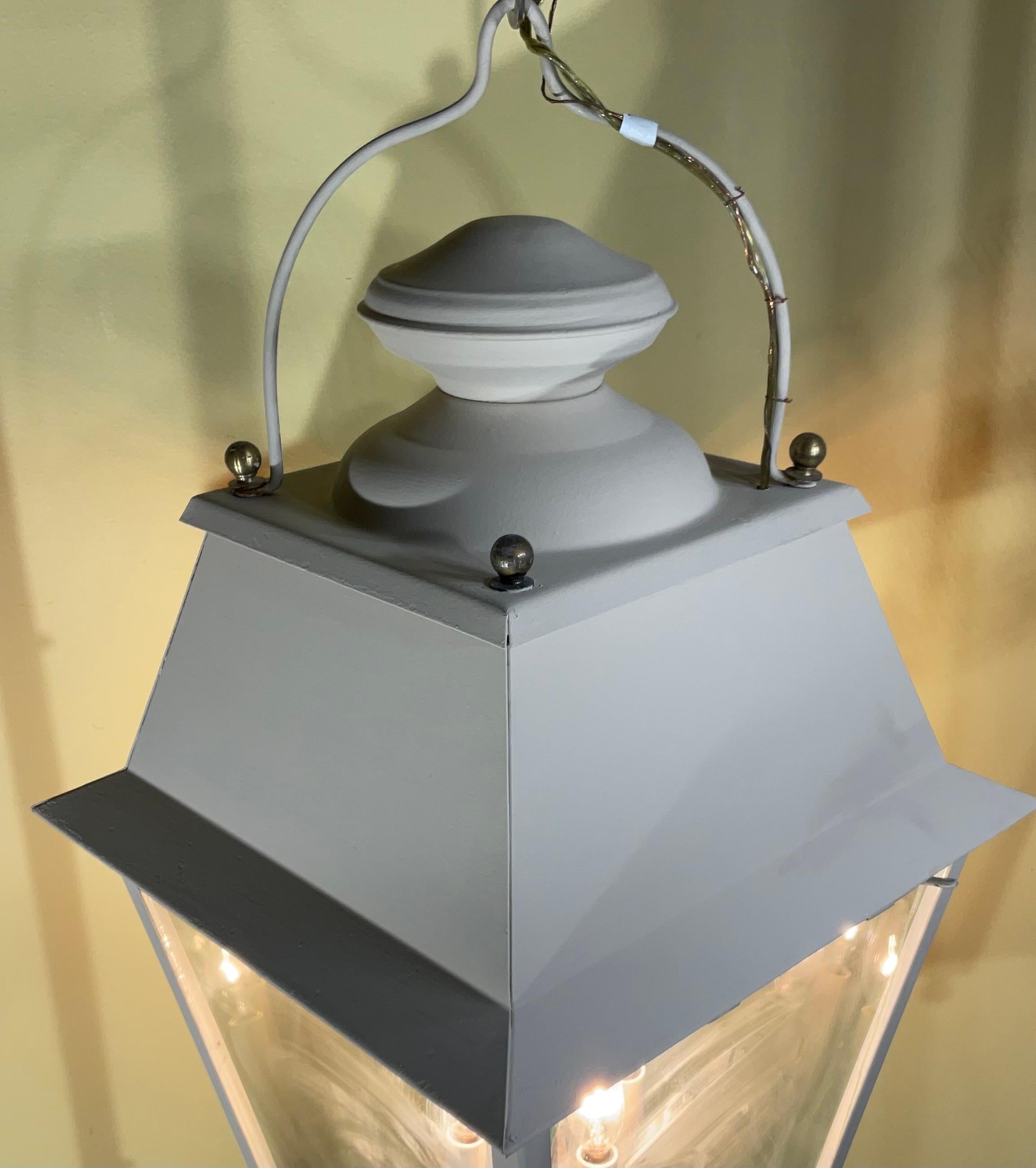 Large Four Sides Solid Brass Hanging Lantern 30” X 15” X 15” For Sale 5