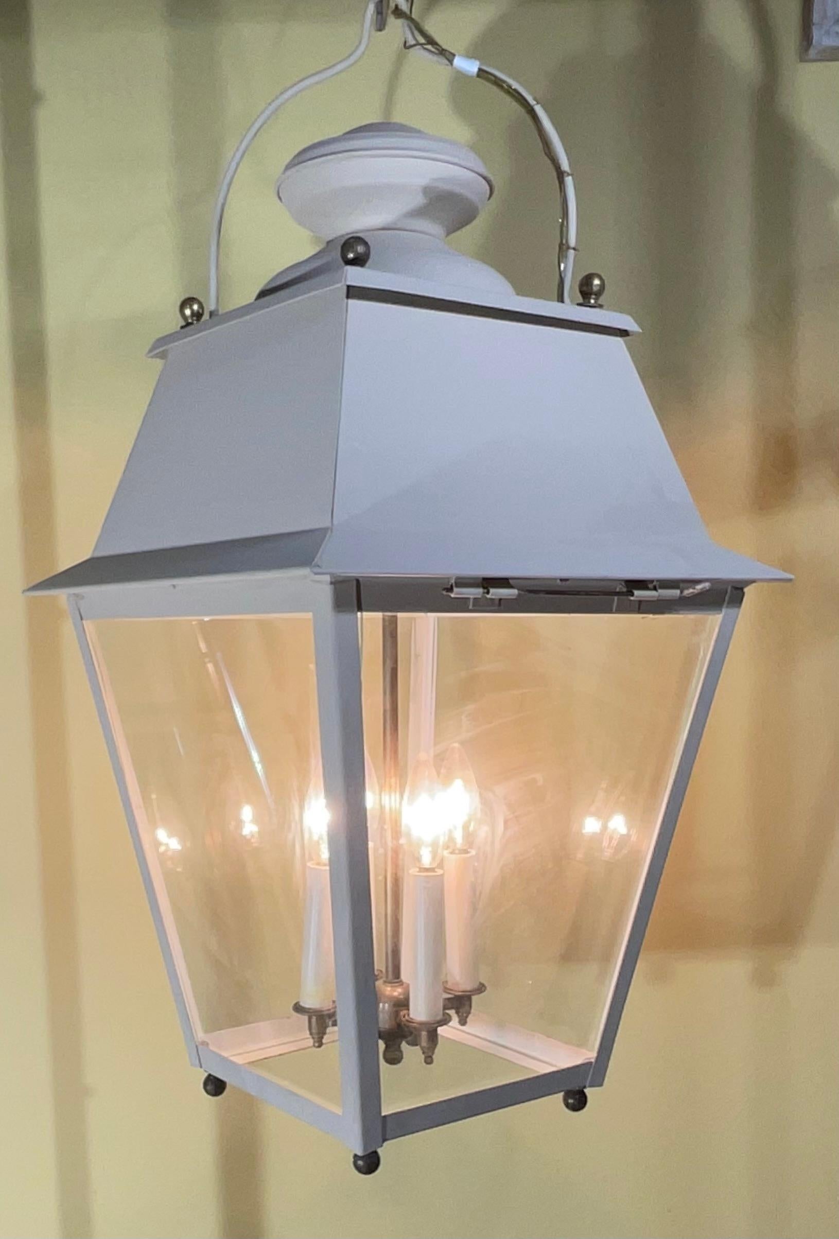 Large Four Sides Solid Brass Hanging Lantern 30” X 15” X 15” For Sale 6