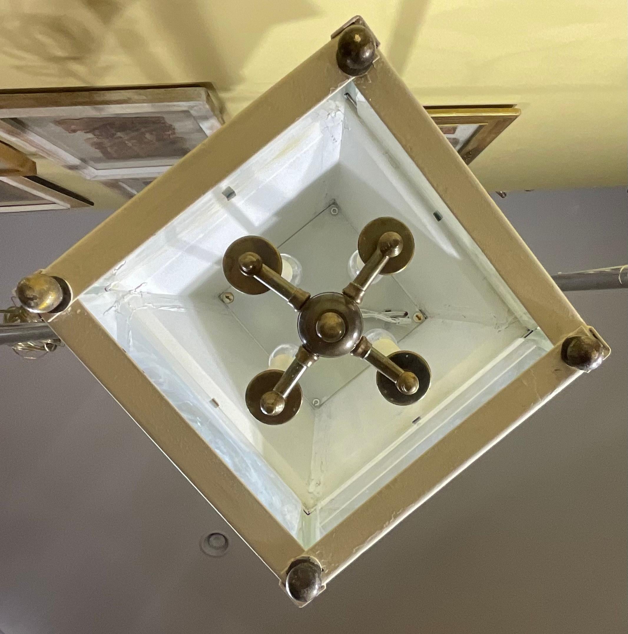 Large Four Sides Solid Brass Hanging Lantern 30” X 15” X 15” For Sale 7