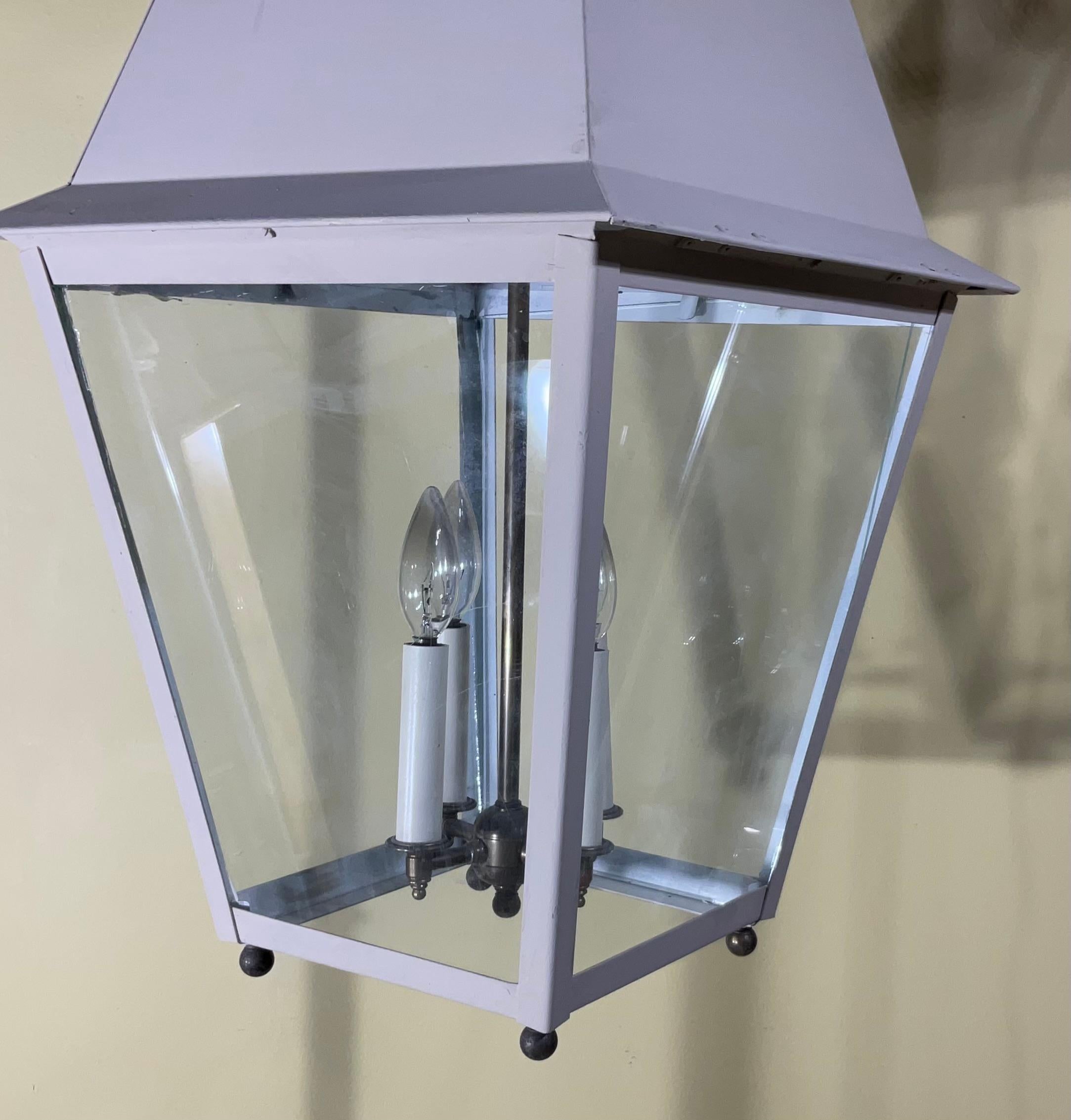 Large Four Sides Solid Brass Hanging Lantern 30” X 15” X 15” For Sale 2