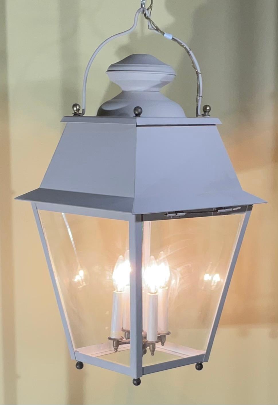 Large Four Sides Solid Brass Hanging Lantern 30” X 15” X 15” For Sale 3