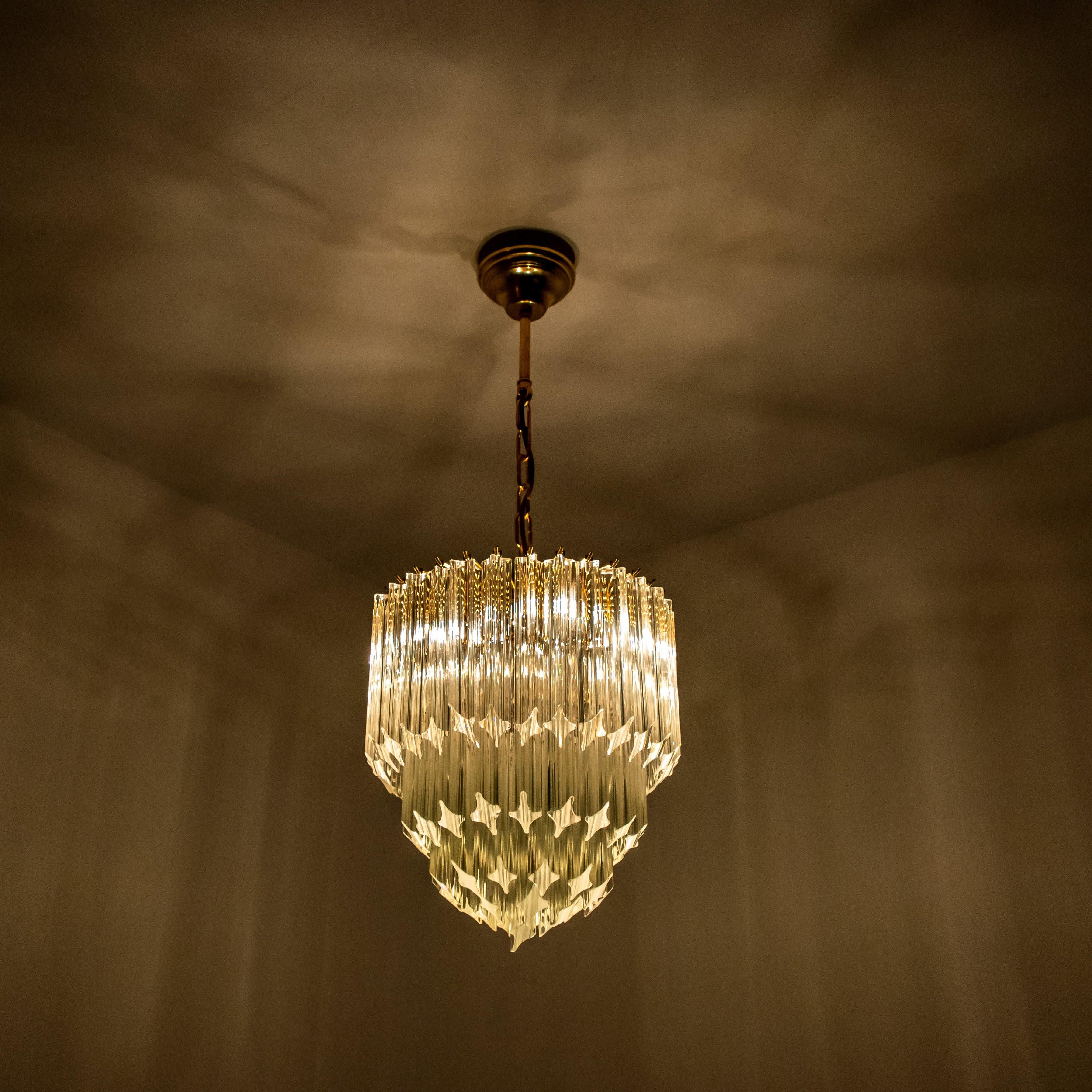 Italian Large Four-Tier Cristal Venini Chandelier, 1960