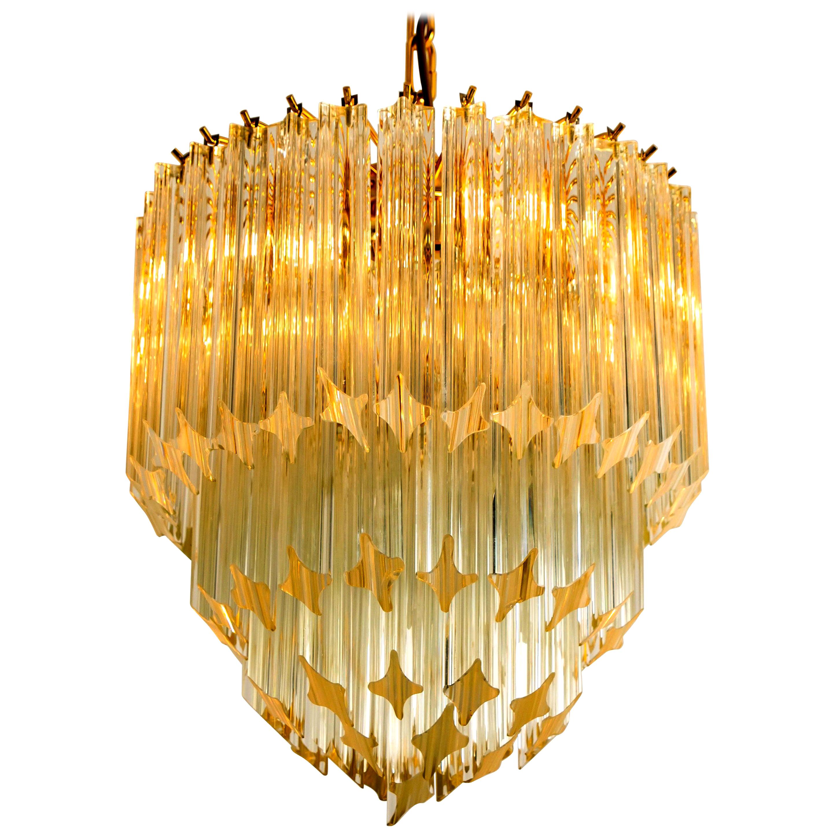 Large Four-Tier Cristal Venini Chandelier, 1960