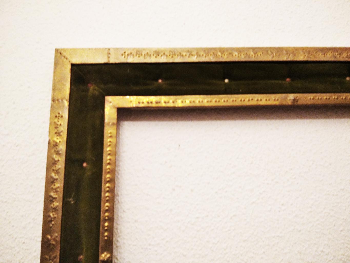  Original Large Frame Brass and Velved White Capitone, Victorian 2