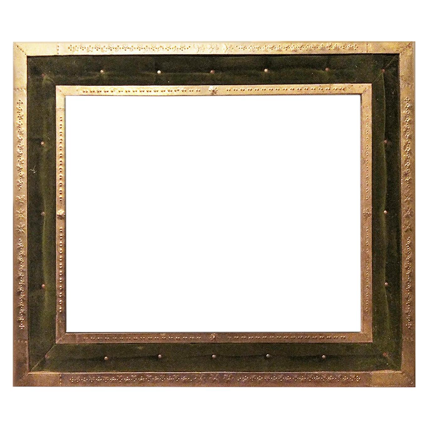  Original Large Frame Brass and Velved White Capitone, Victorian