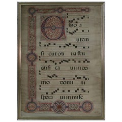 Antique Large Framed 16th Century Italian Vellum Book Page, Handwriting