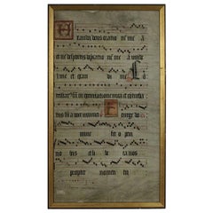 Large Framed 17th Century Italian Vellum Book Page, Handwriting