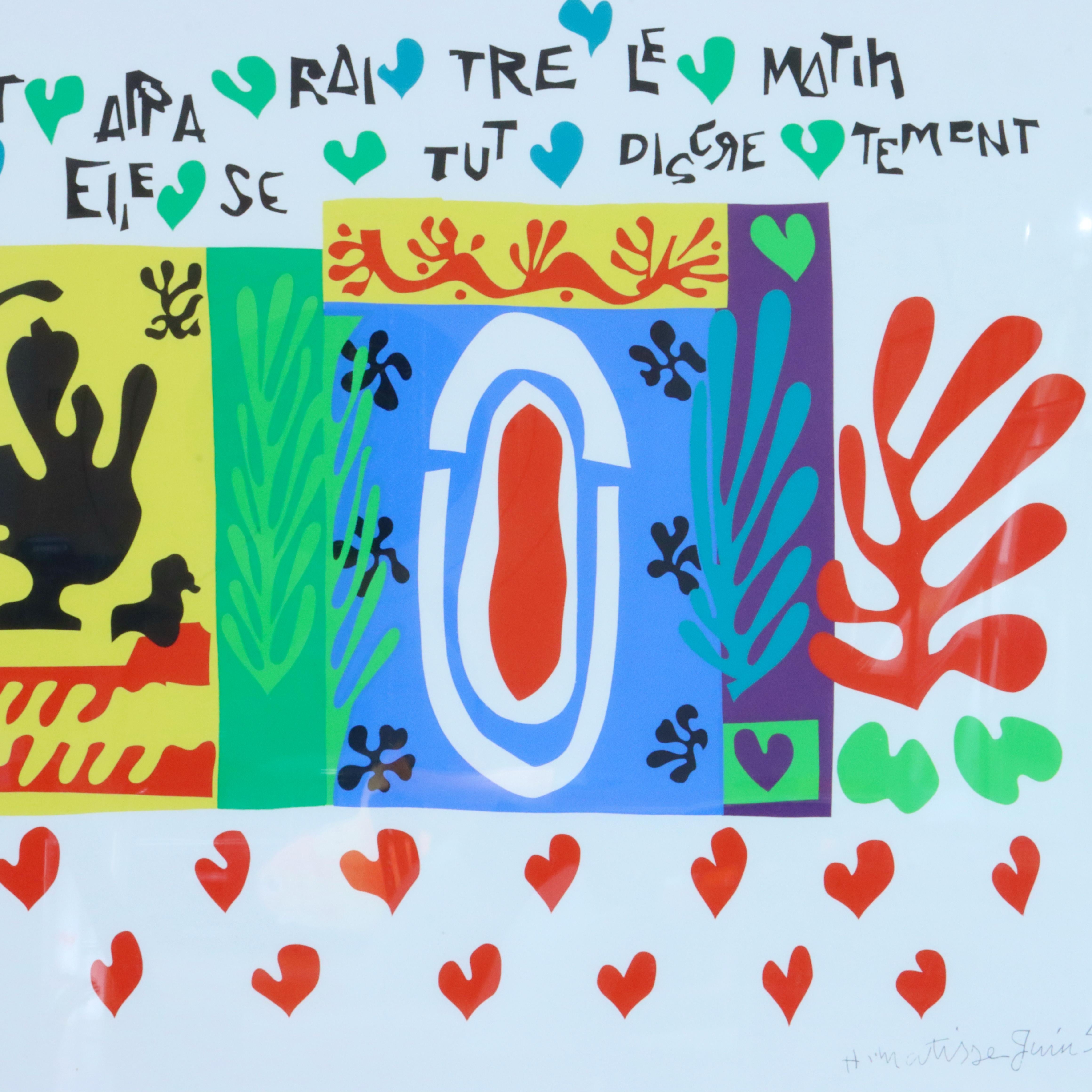 American Large Framed 1974 Matisse Exhibition Screen Print
