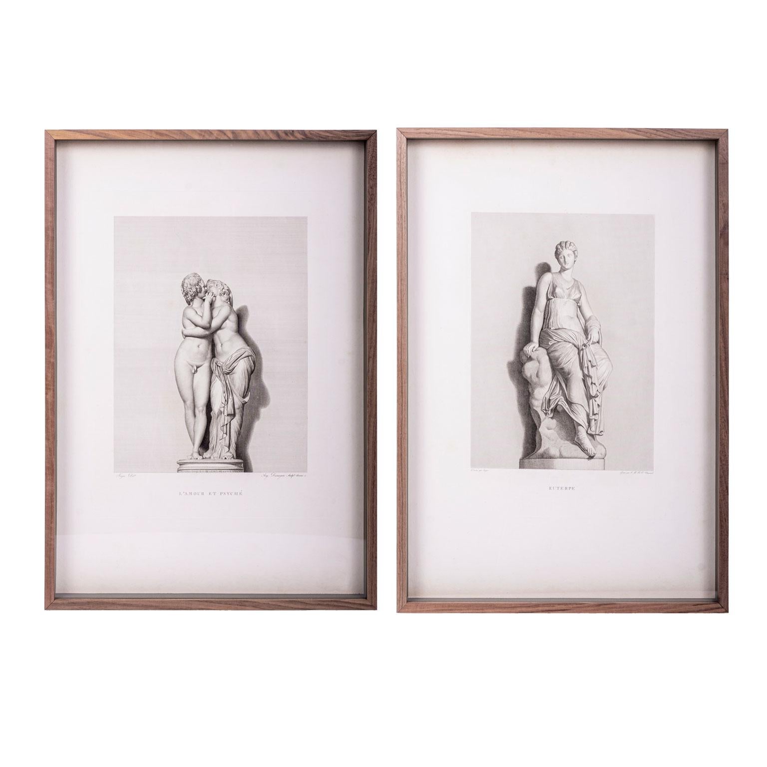 Glass Large Framed 19th Century Engravings of Classical Figures