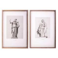 Antique Large Framed 19th Century Engravings of Classical Figures