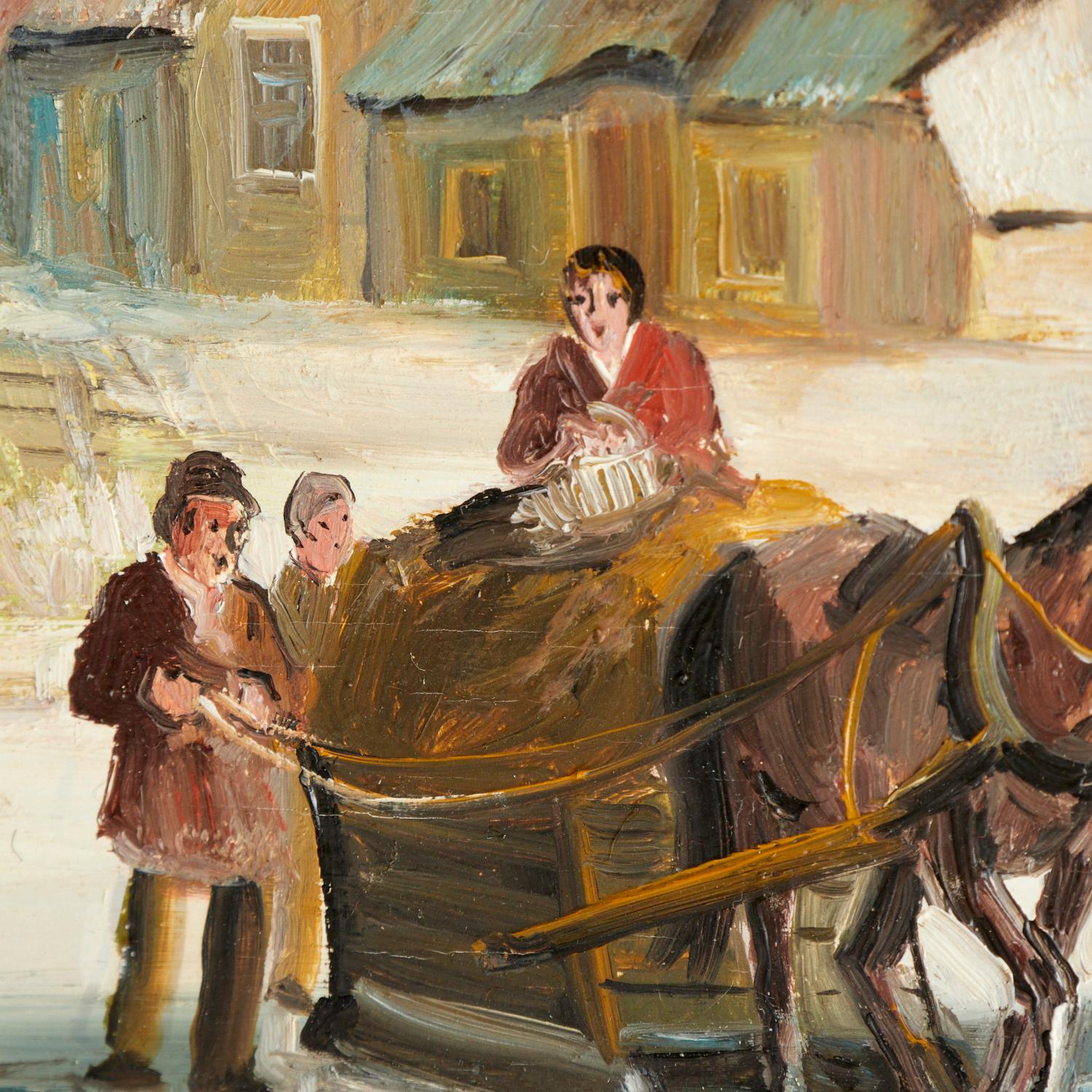 Large Framed 20th Century Dutch School Winter Scene, John Haanstra, Oil on Board For Sale 1