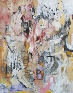 Large Framed Abstract Oil Painting, "Man Finish House"  by Kathi Robinson Frank