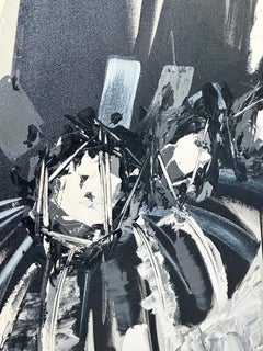 Large framed abstract original oil on canvas by Etta Benjamin Cien