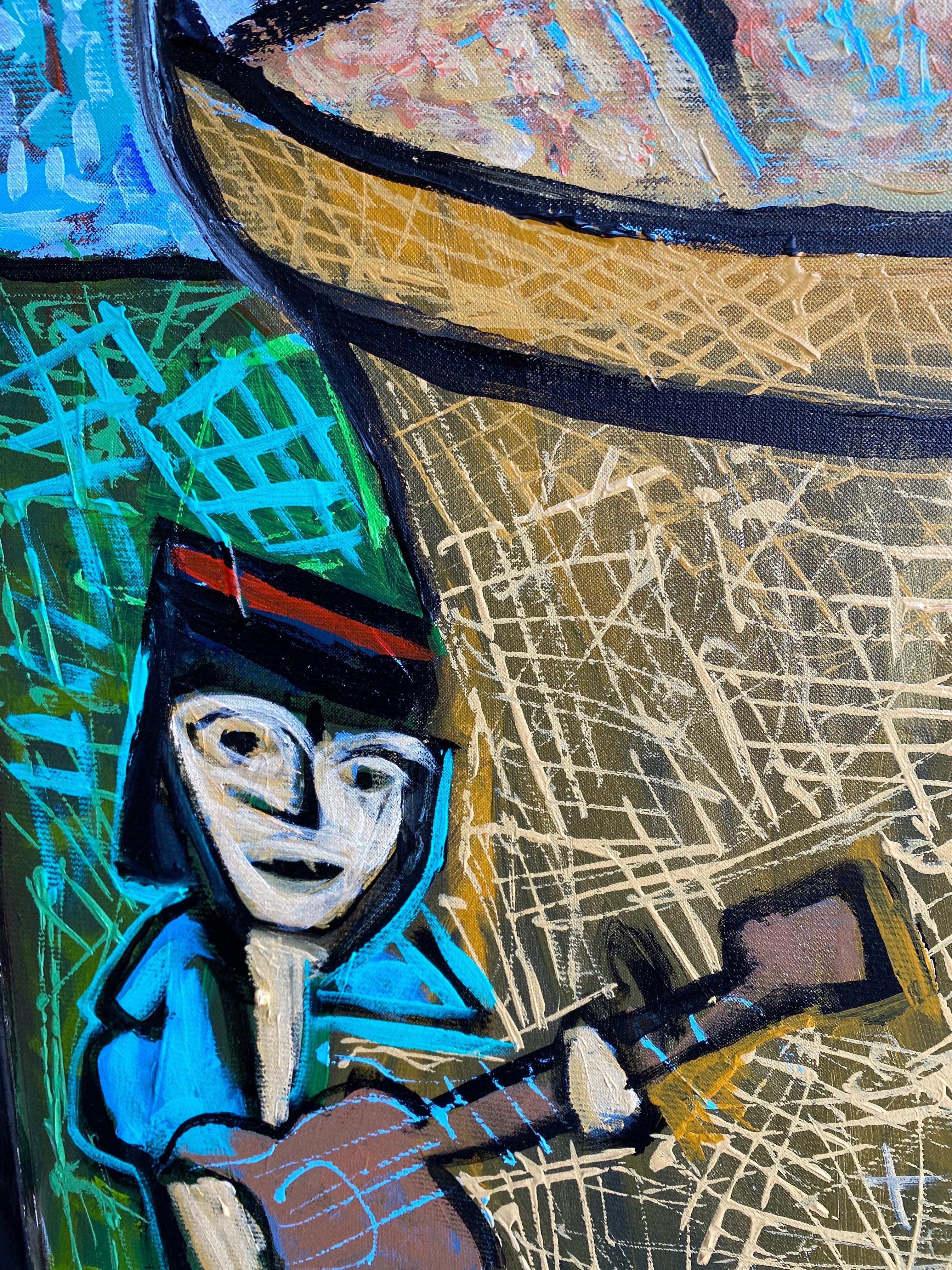 Großes Acryl auf Leinwand von Karl James Lubbering (geb. 1969). Karl stammt aus einer Familie prominenter texanischer Künstler, die sich über mehrere Jahrzehnte erstreckt und viele Stile, Genres und Themen abdeckt. Innerhalb seiner Familie hat Karl