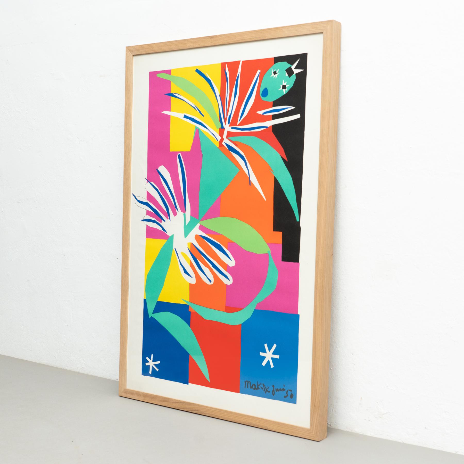 Large Framed After Henri Matisse Lithograph Gouache Decoupee For Sale 3