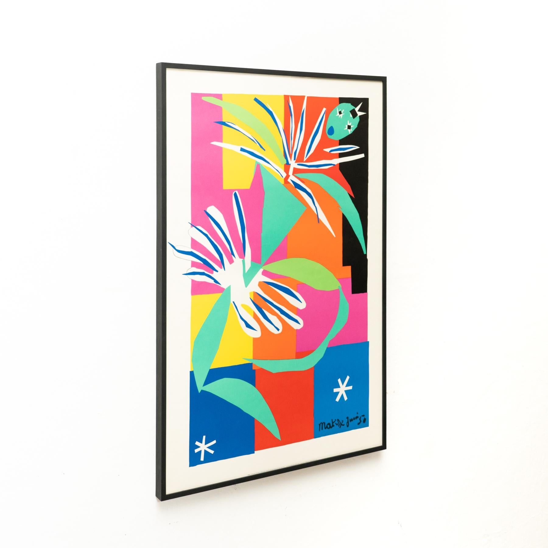 Large Color lithograph after the work by Henri Matisse, circa 1970.

Signed in the stone.
Edited by Edition des Nouvelles Images, France.
Framed.

Henri Matisse whether working as a draftsman, a sculptor, a printmaker or a painter Henri