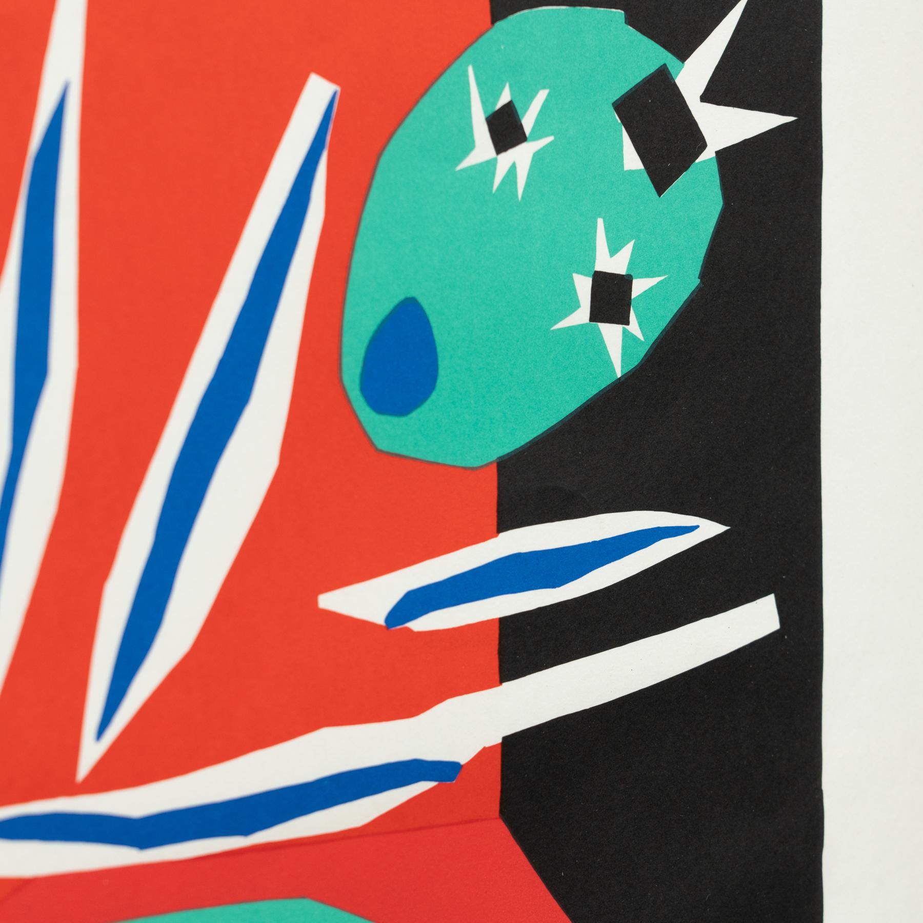 Grande lithographie encadrée d'après Henri Matisse - Gouache Decoupee Bon état - En vente à Barcelona, Barcelona