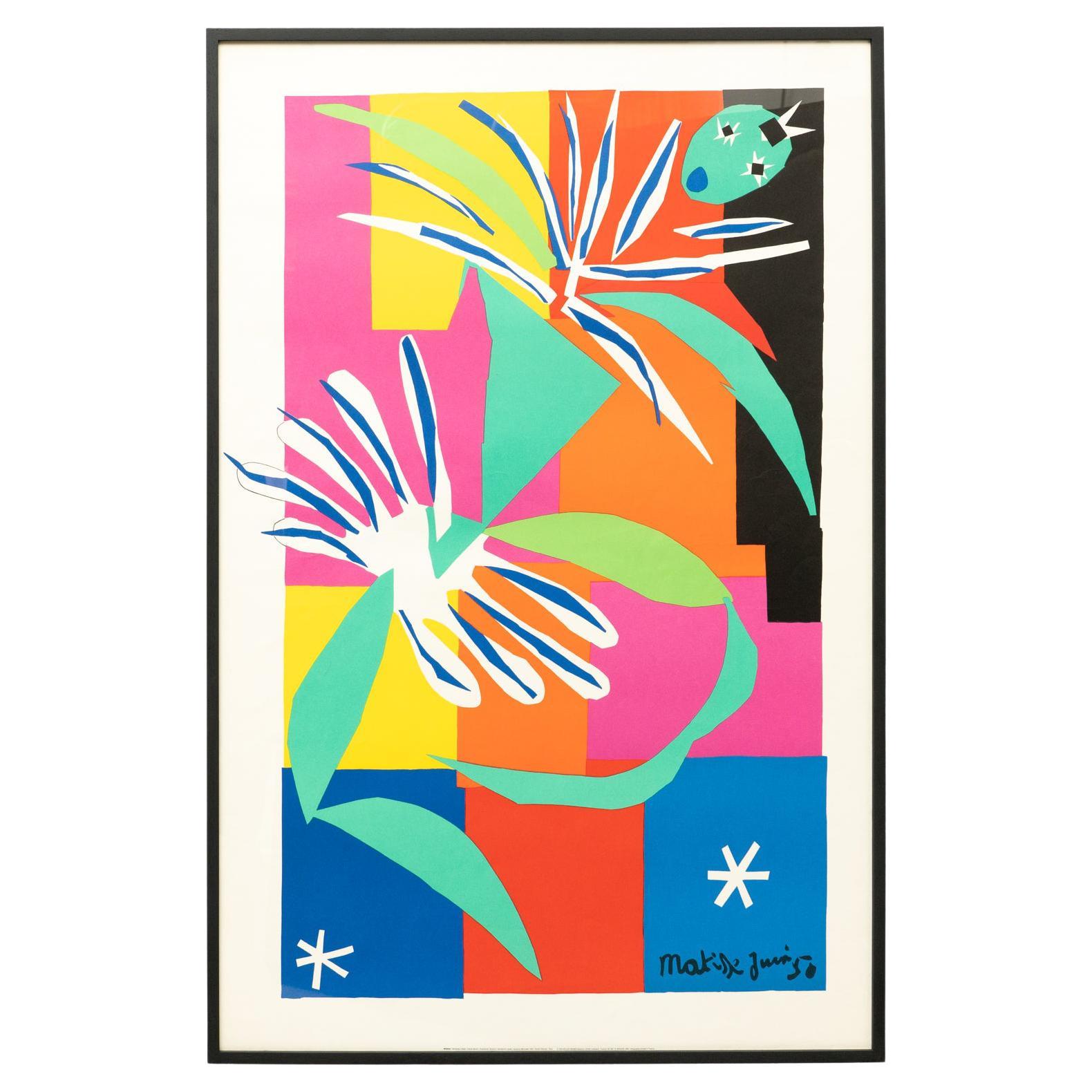 Large Framed After Henri Matisse Lithograph Gouache Decoupee