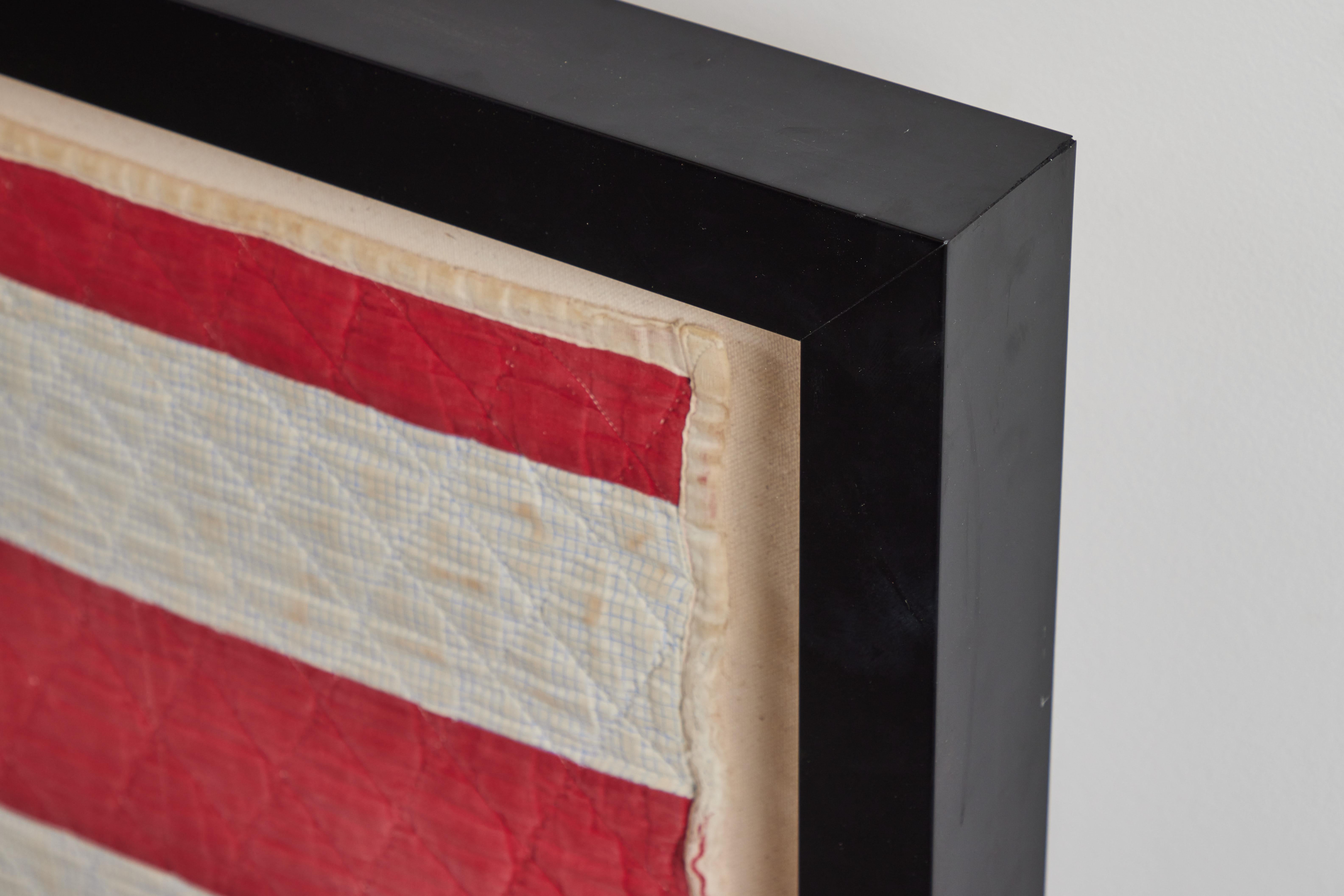 Large Framed American Flag Folk Art Quilt For Sale 1