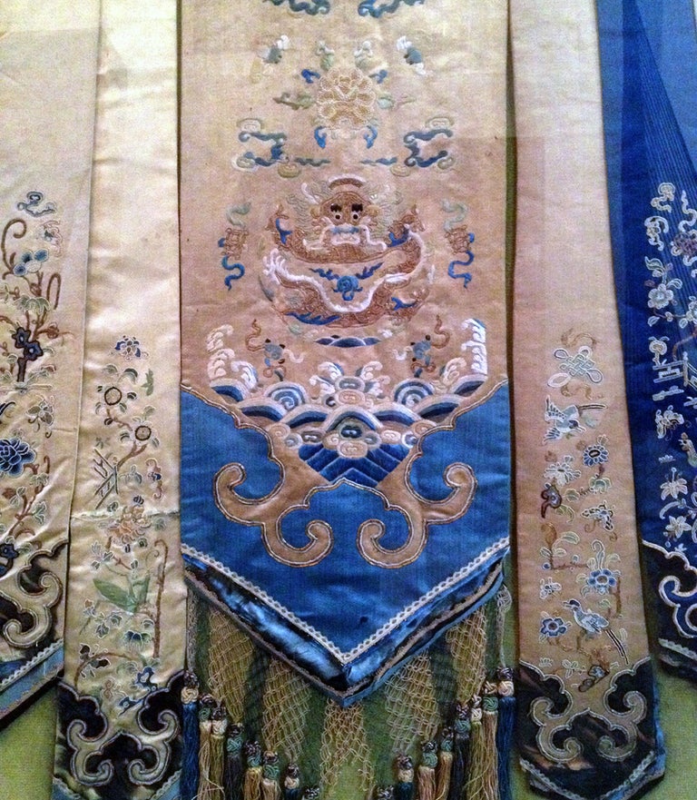 Silk Large Framed Antique Chinese Embroidery Skirt Textile For Sale
